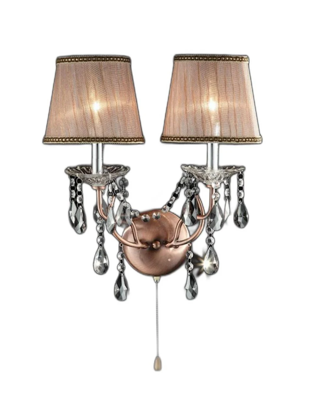 Silver and Pink Faux Crystal Dual Light Hanging Wall Sconce By Homeroots - Image 3