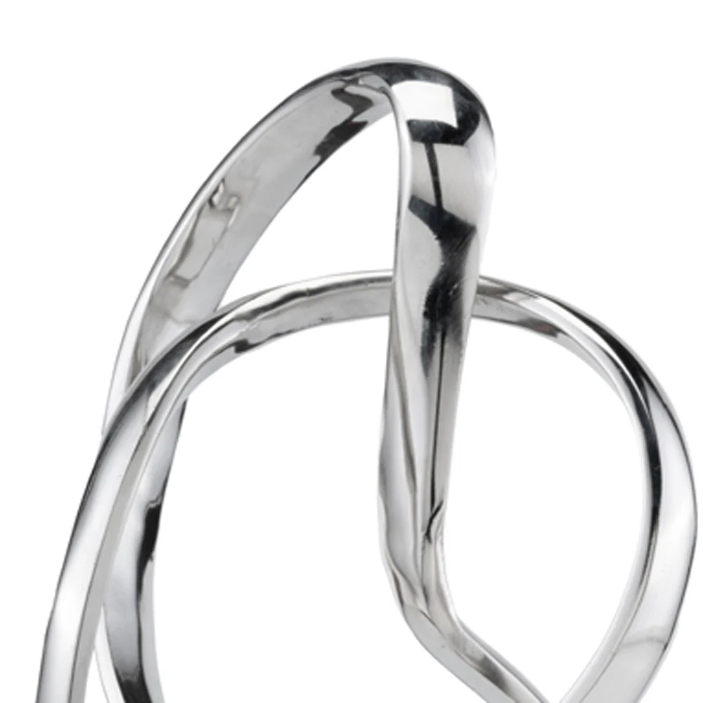 Silver and White Aluminum and Marble Abstract Sculpture By Homeroots - Image 4