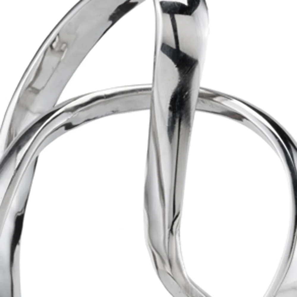 Silver and White Aluminum and Marble Abstract Sculpture By Homeroots - Image 5