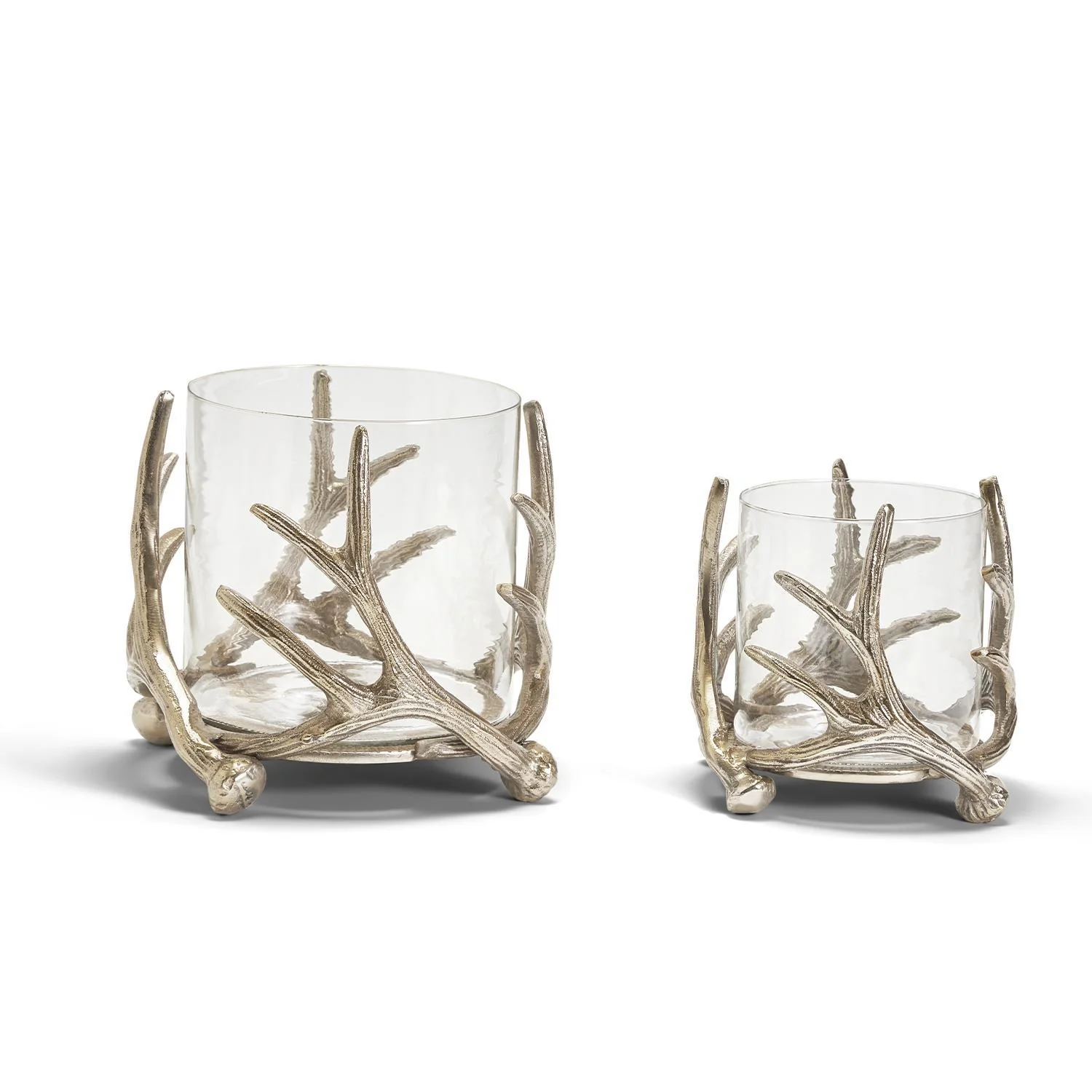 Silver Antler Candleholder & Glass Votive Set Of 4 By Tozai Home - Image 2