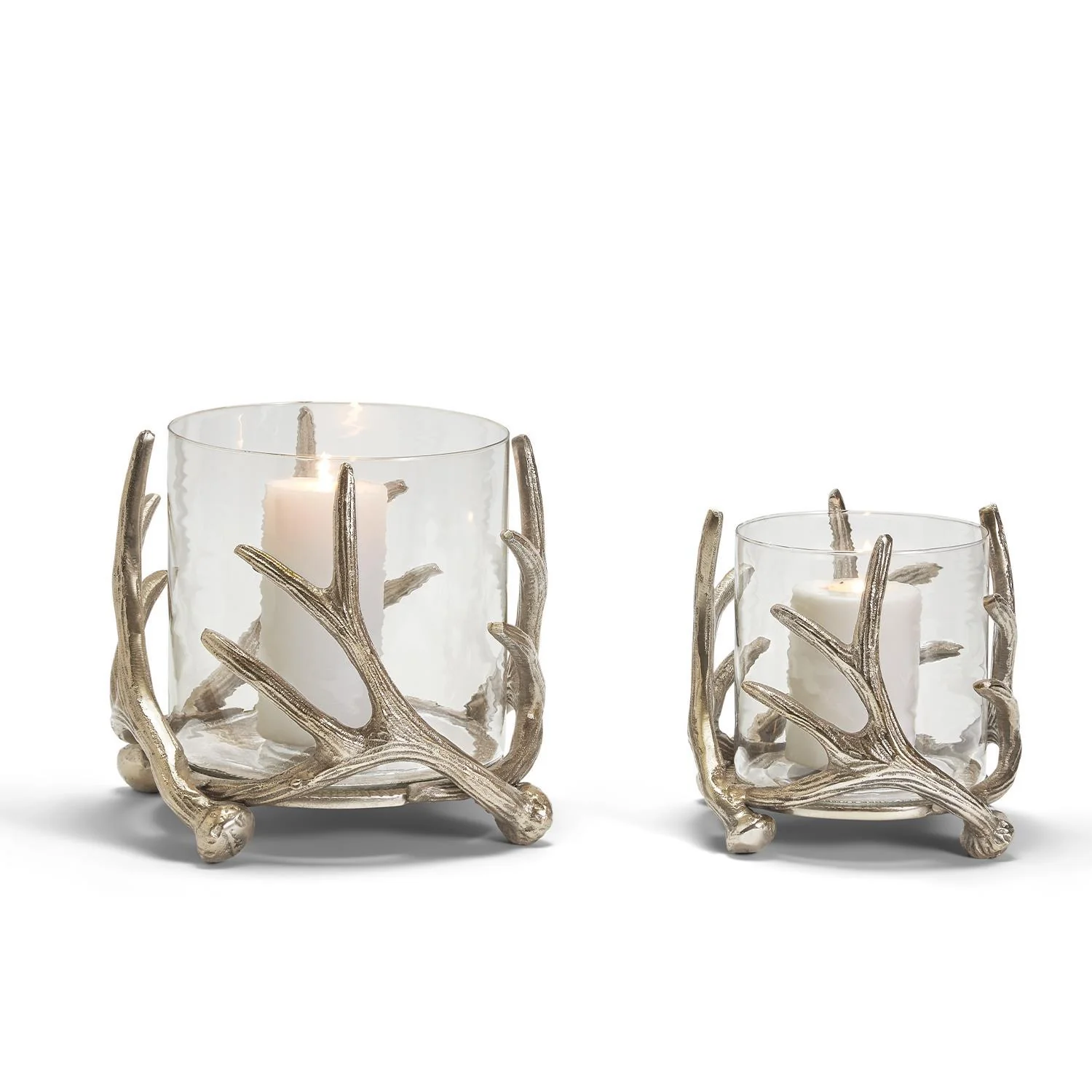 Silver Antler Candleholder & Glass Votive Set Of 4 By Tozai Home - Image 3