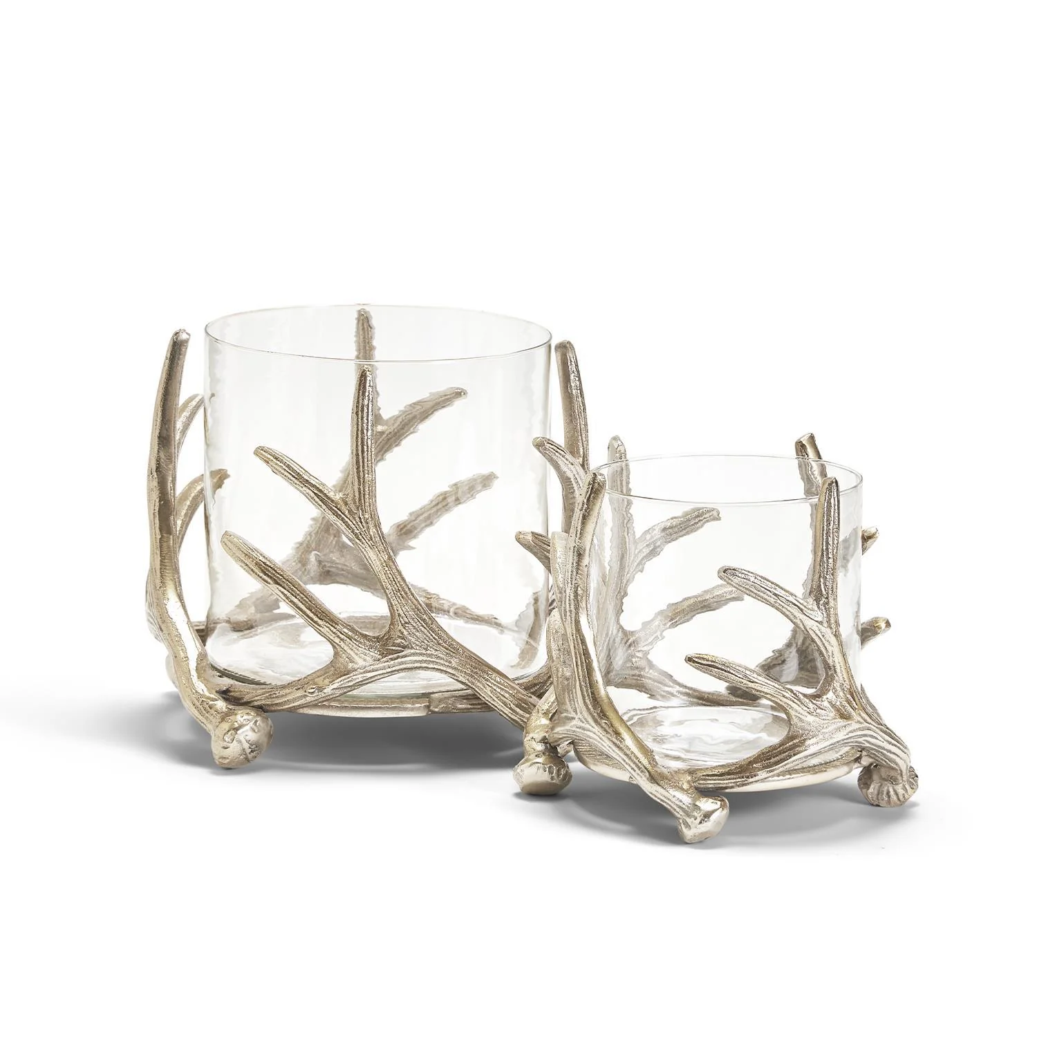 Silver Antler Candleholder & Glass Votive Set Of 4 By Tozai Home - Image 4