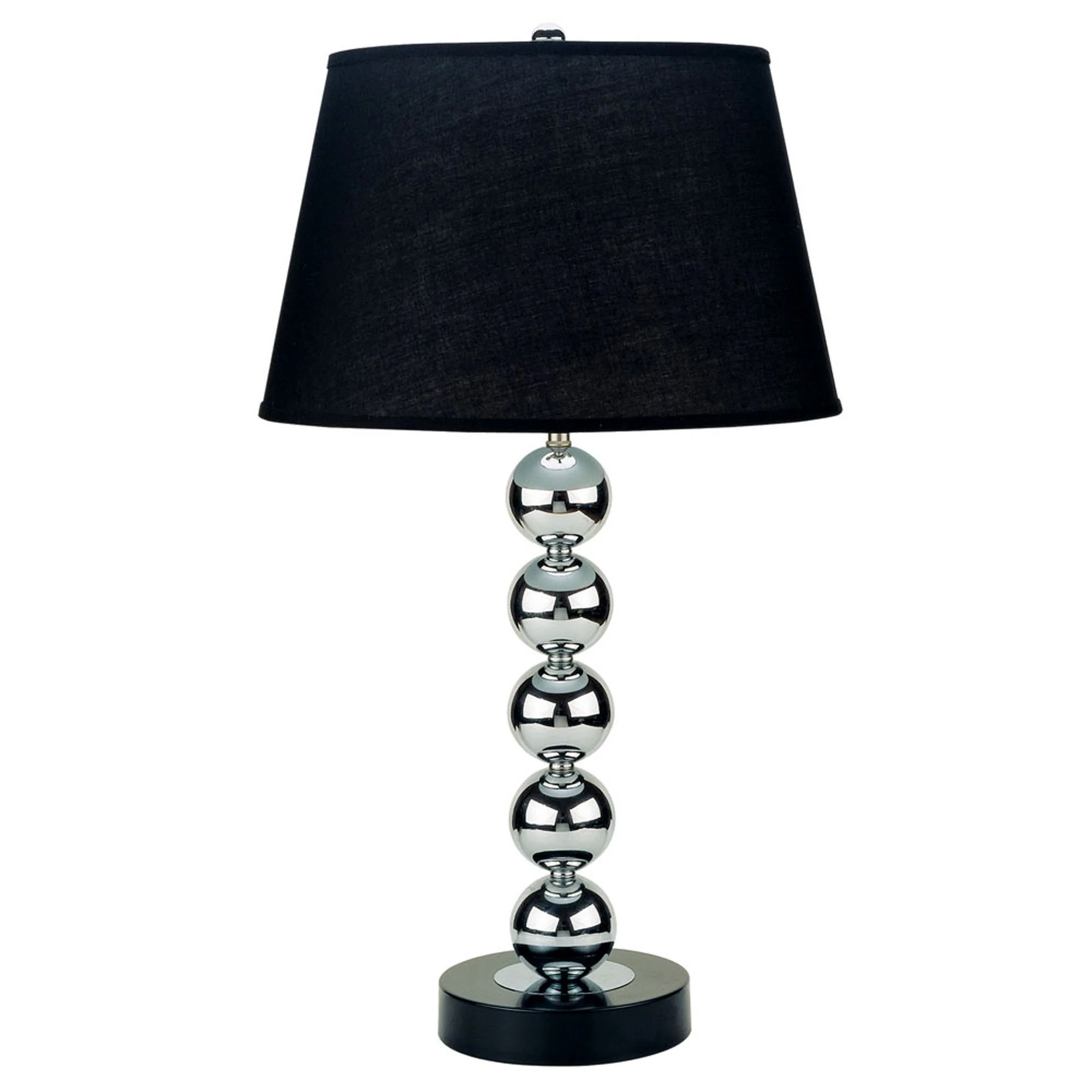 Silver Bauble Table Lamp with Black Shade By Homeroots - Image 2