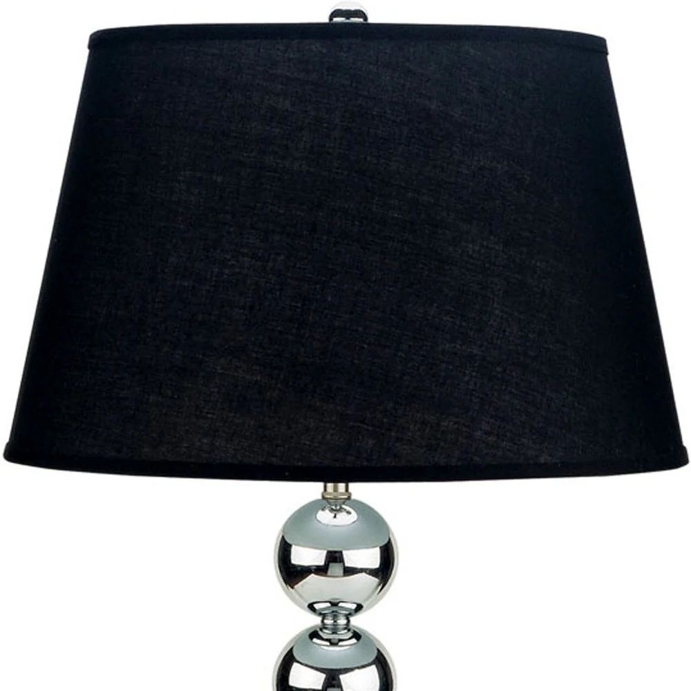 Silver Bauble Table Lamp with Black Shade By Homeroots - Image 3