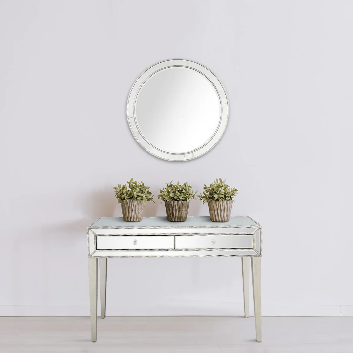 Silver Beaded Console Table By Homeroots - Image 3