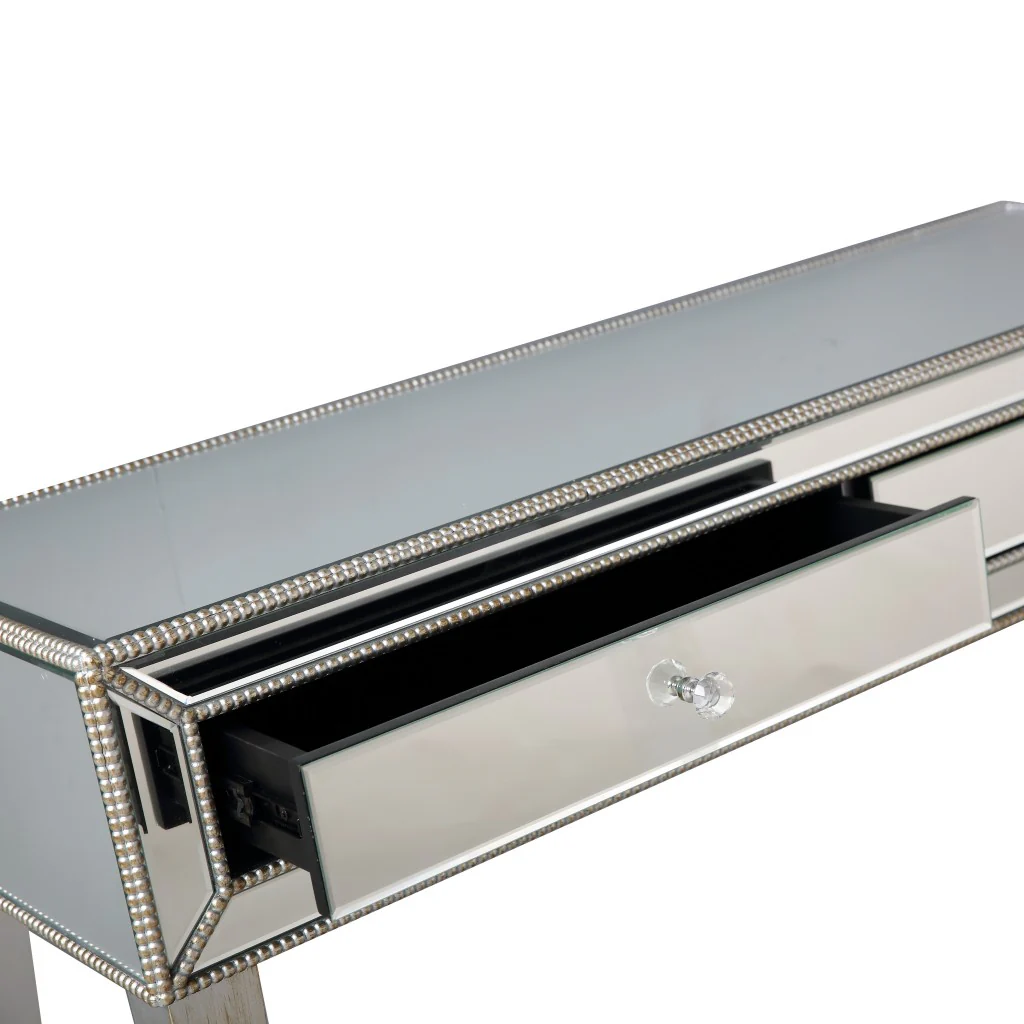 Silver Beaded Console Table By Homeroots - Image 8