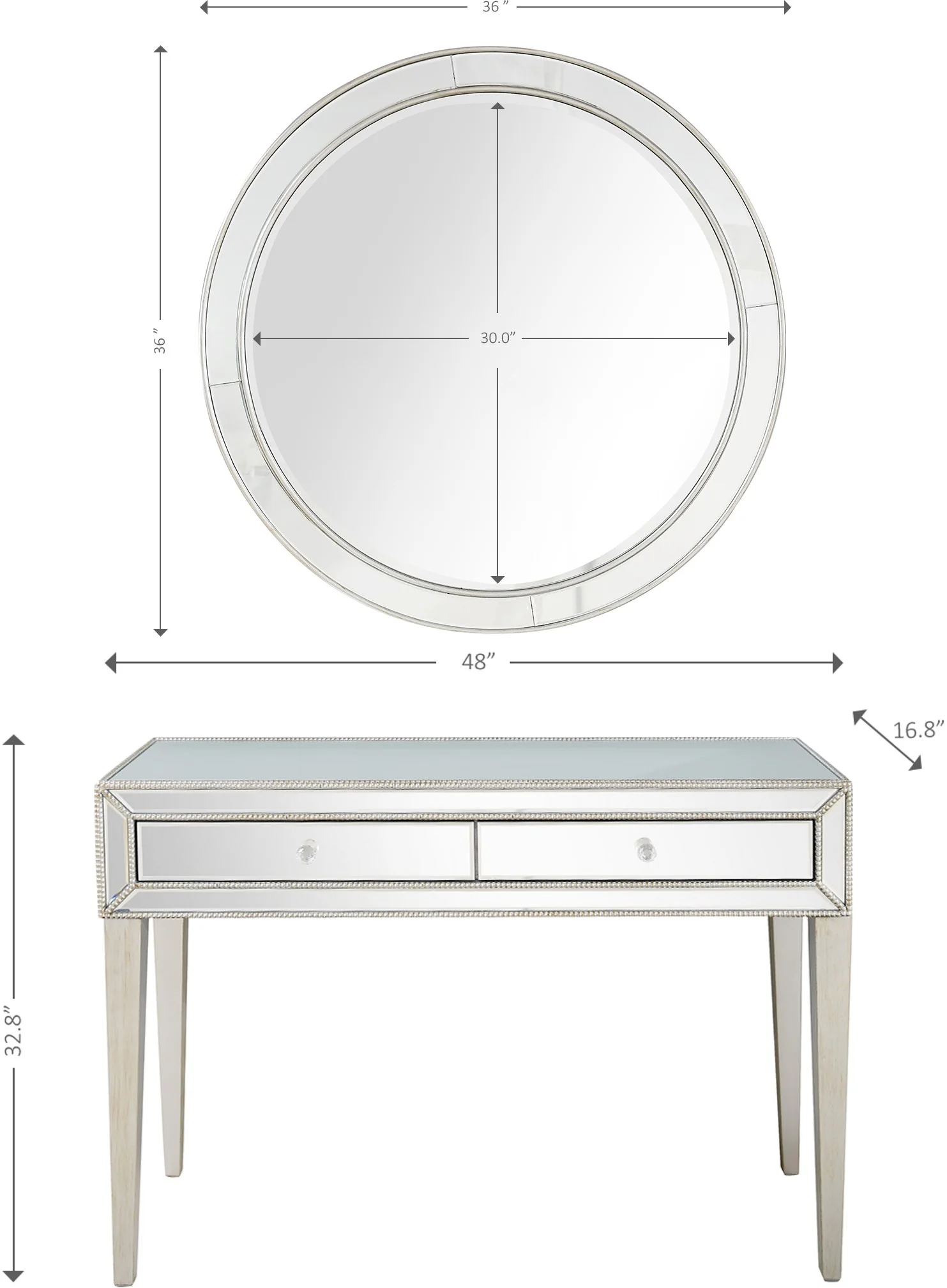 Silver Beaded Mirror and Console Table By Homeroots - Image 4