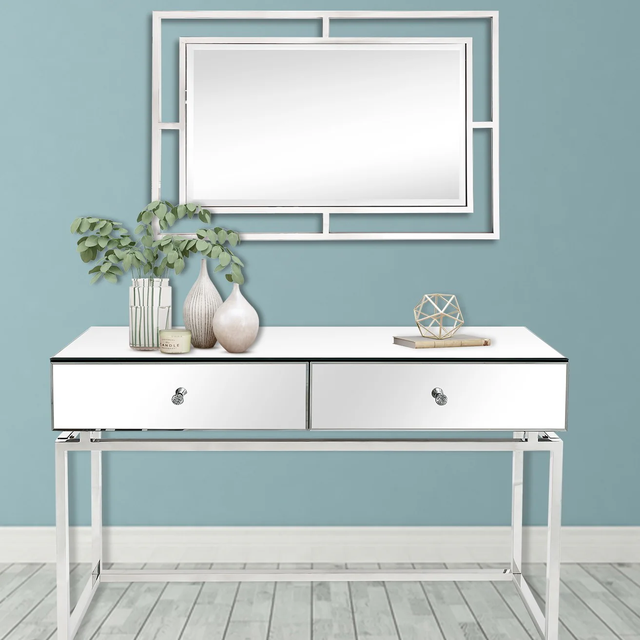 Silver Chic Mirror and Console Table By Homeroots - Image 3