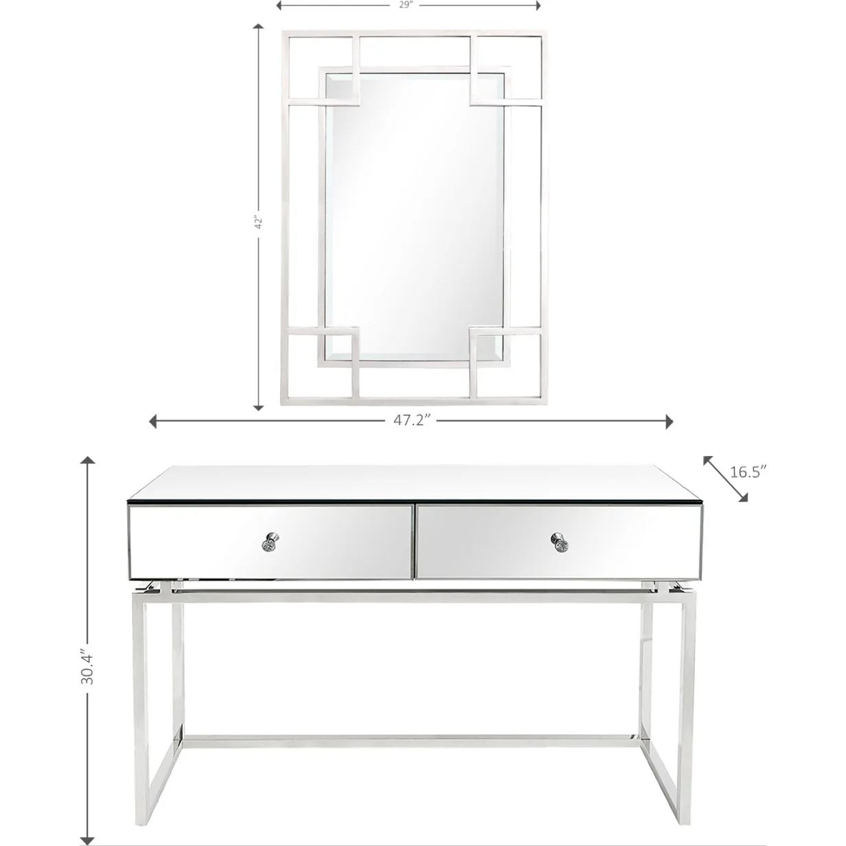 Silver Chic Mirror and Console Table By Homeroots - Image 4