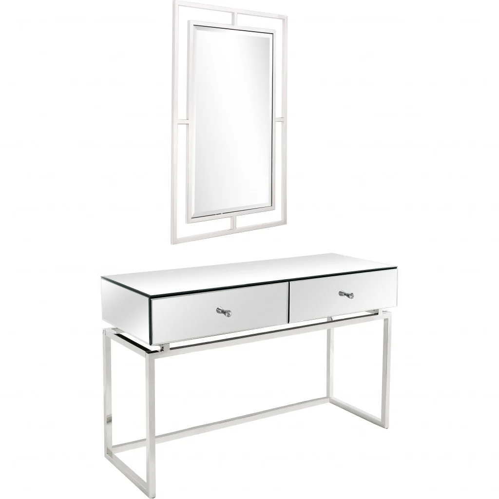 Silver Chic Mirror and Console Table By Homeroots - Image 5