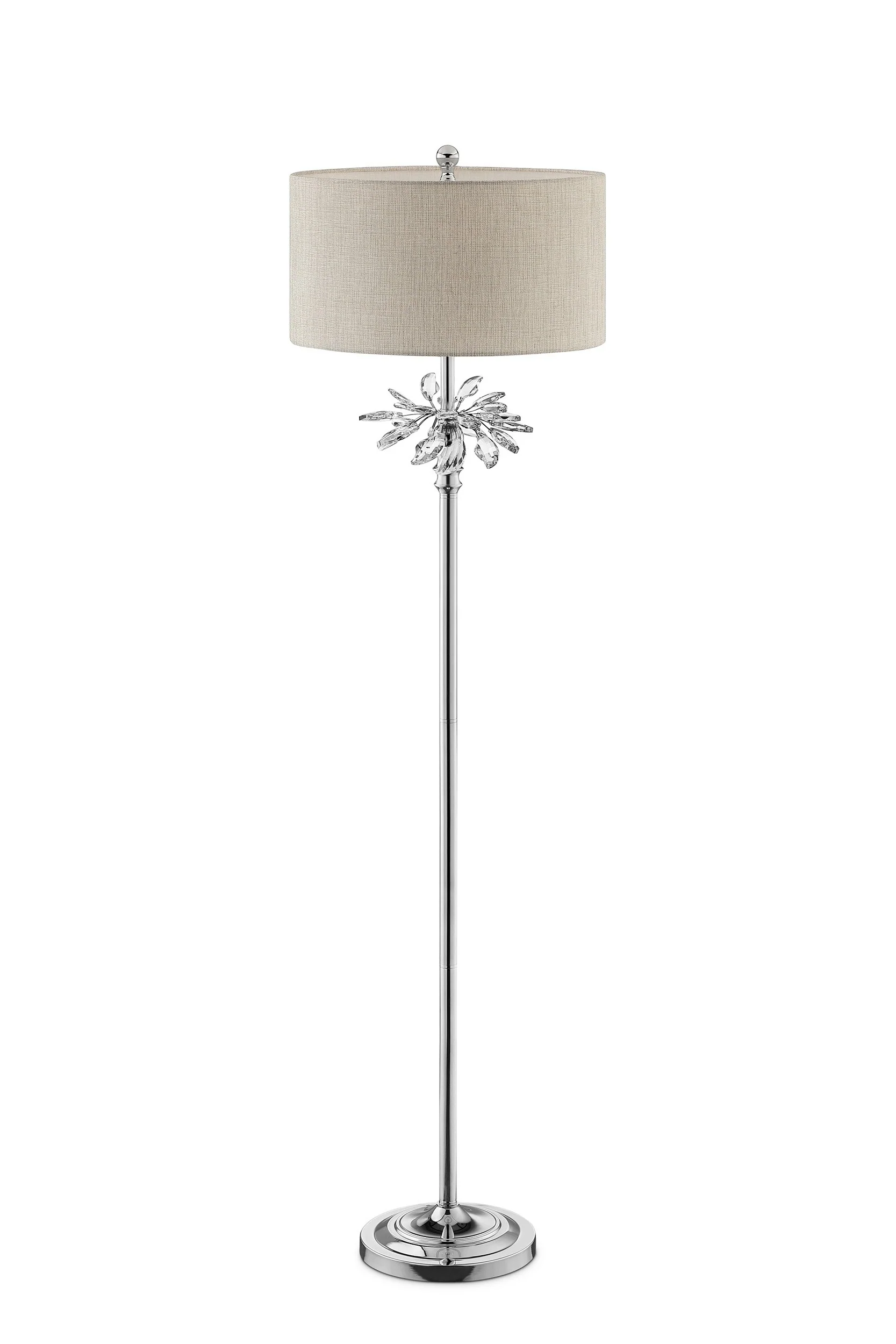 Silver Chrome Tall Floor Lamp with Starburst Crystals By Homeroots - Image 3