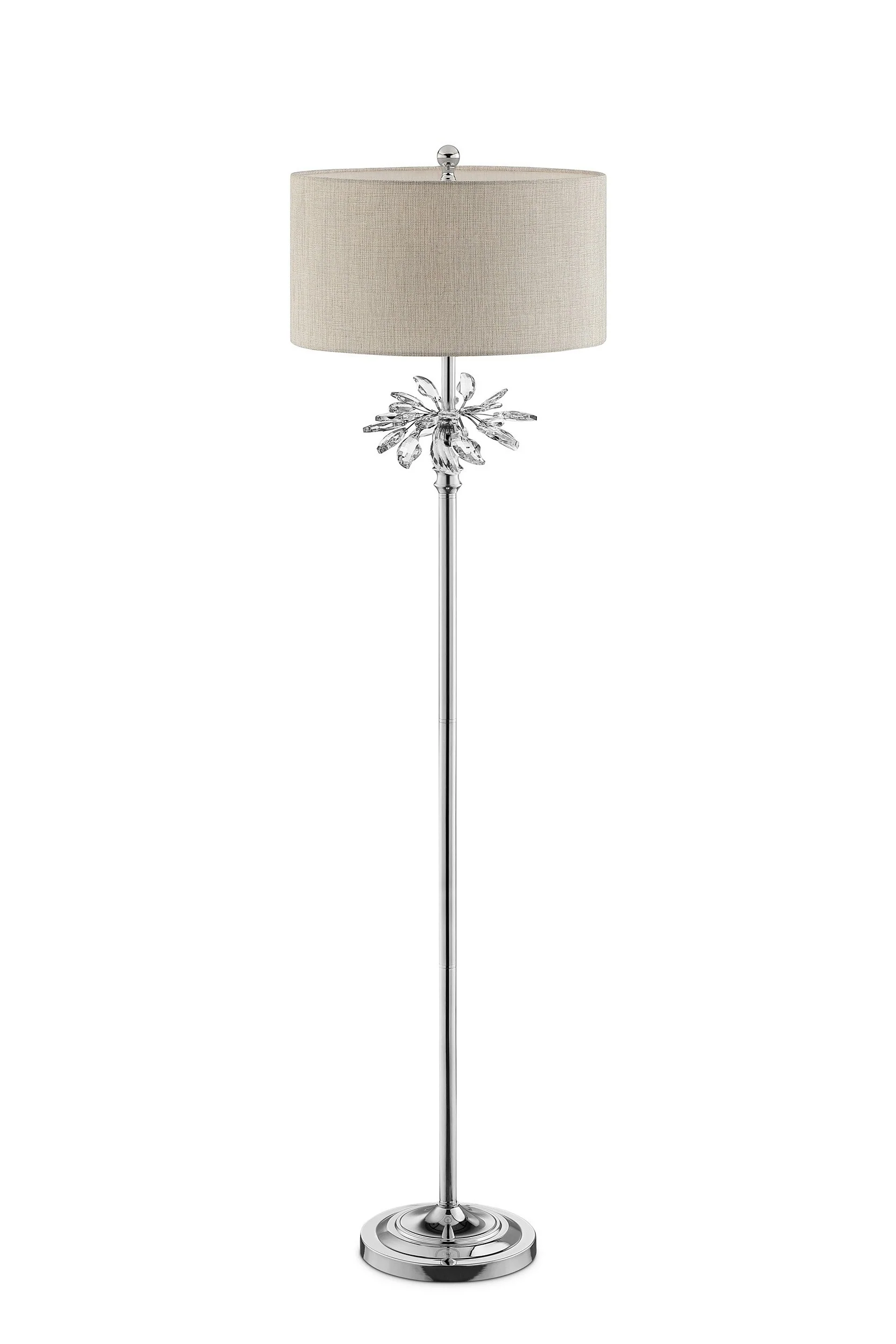 Silver Chrome Tall Floor Lamp with Starburst Crystals By Homeroots - Image 4