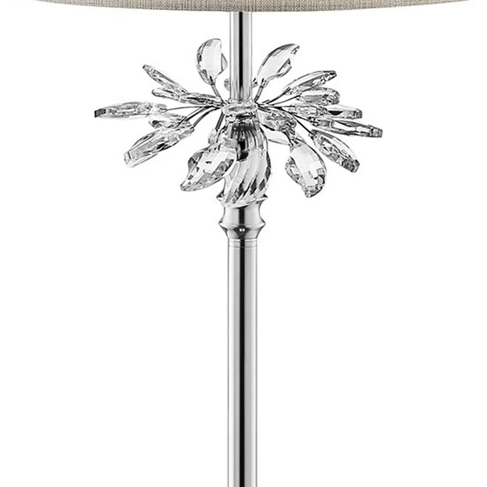 Silver Chrome Tall Floor Lamp with Starburst Crystals By Homeroots - Image 5