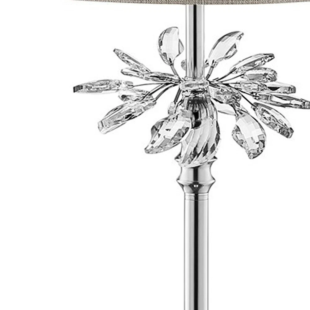 Silver Chrome Tall Floor Lamp with Starburst Crystals By Homeroots - Image 6