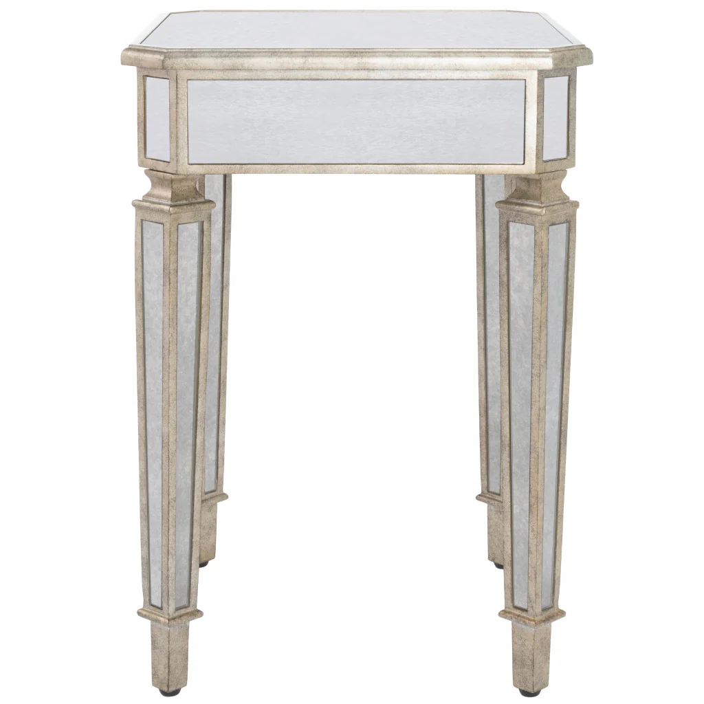 Silver Distressed Glass Square End Table By Homeroots - Image 2