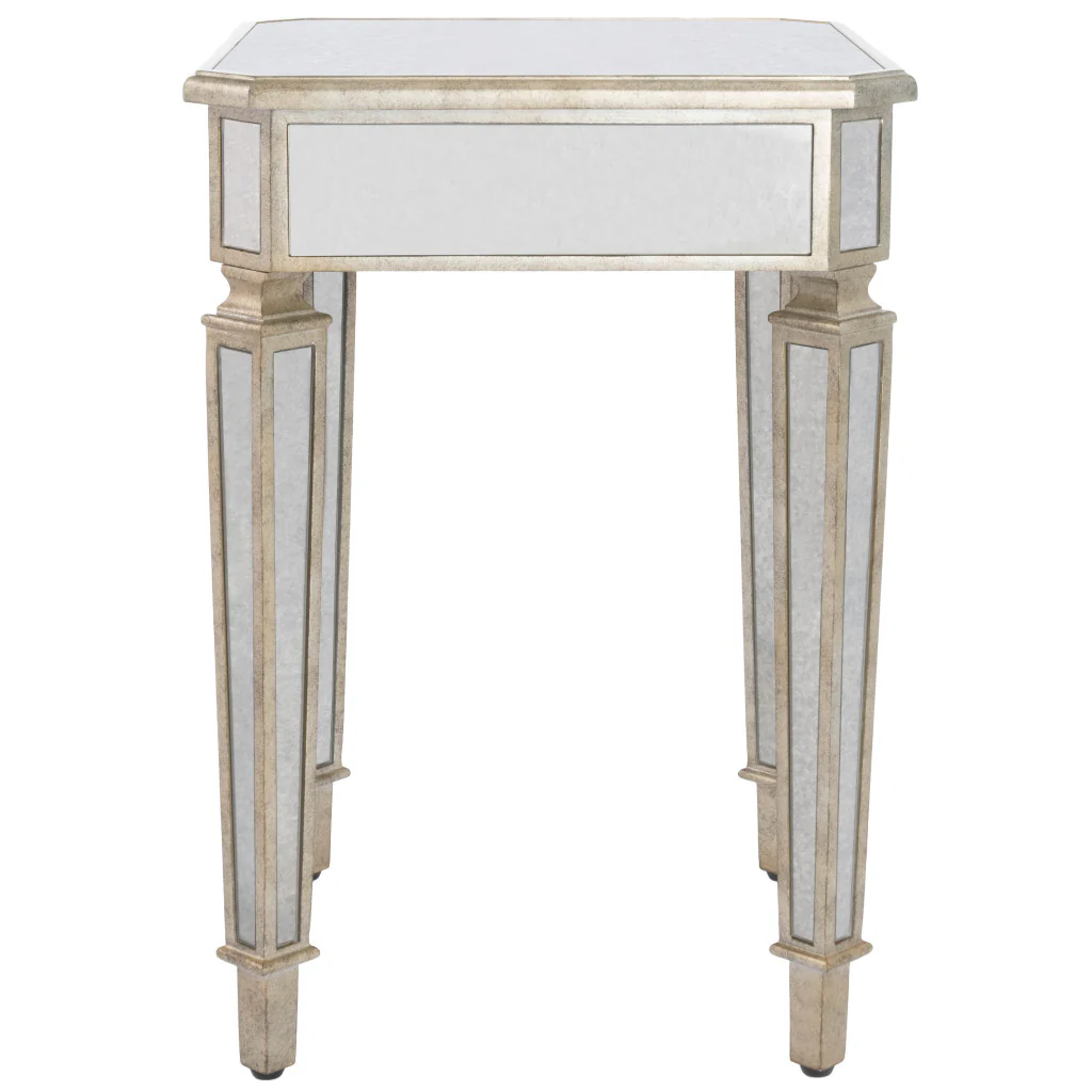 Silver Distressed Glass Square End Table By Homeroots - Image 3