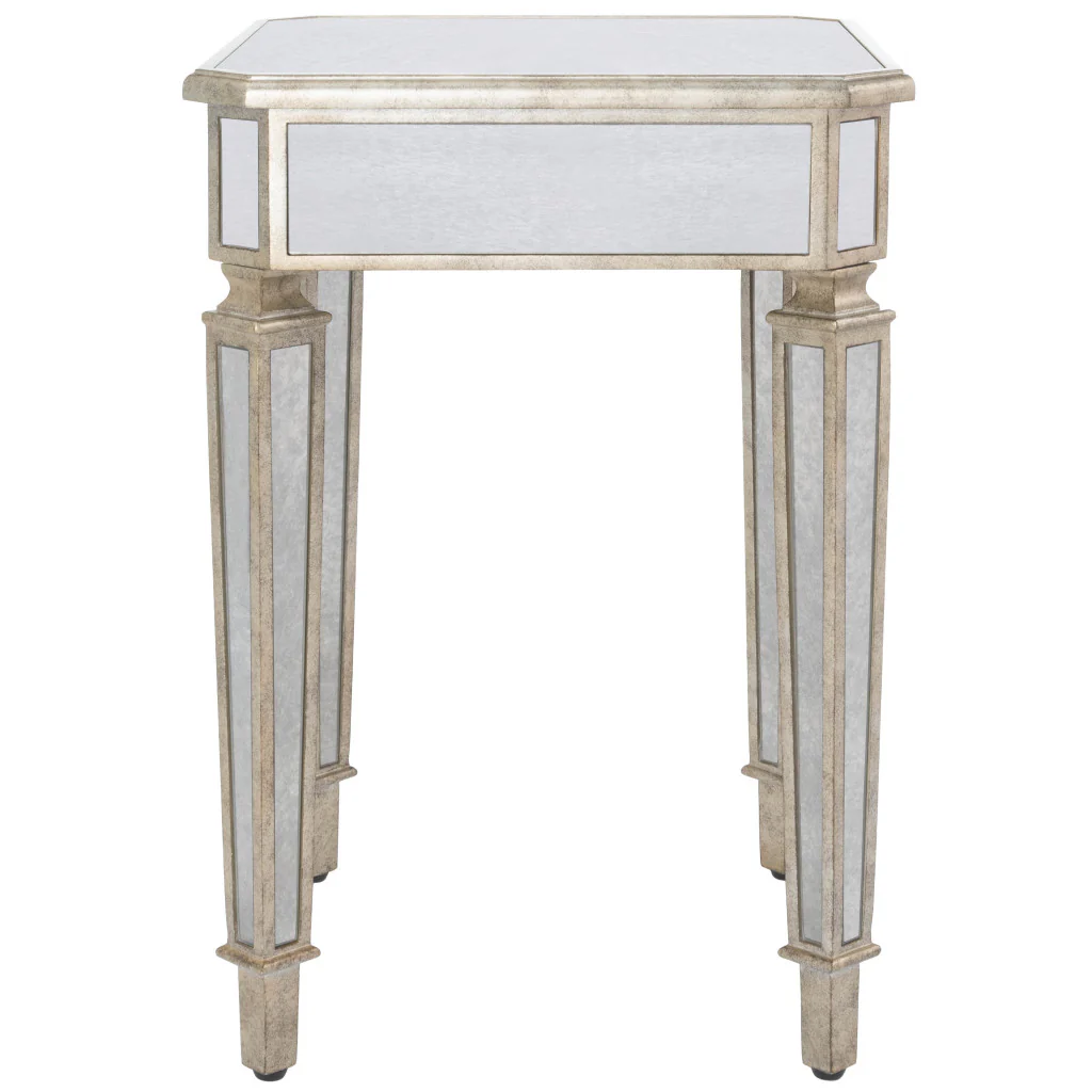 Silver Distressed Glass Square End Table By Homeroots - Image 4