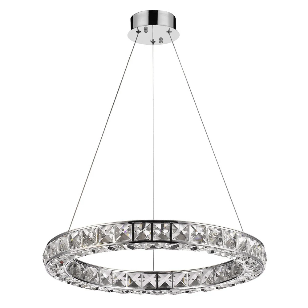 Silver Faux Crystal Bling Ring LED Hanging Light By Homeroots - Image 2