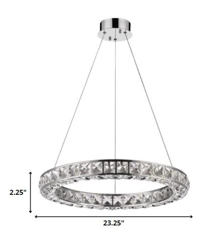 Silver Faux Crystal Bling Ring LED Hanging Light By Homeroots - Image 5