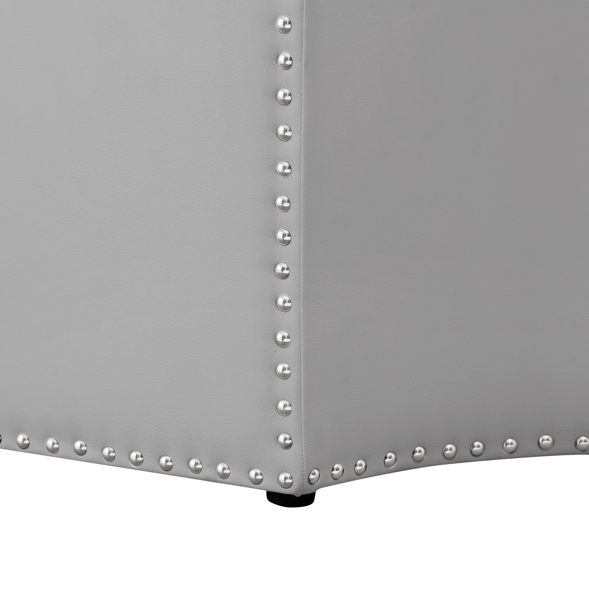 Silver Faux Leather Tufted Octagonal Cocktail Ottoman By Homeroots - Image 6