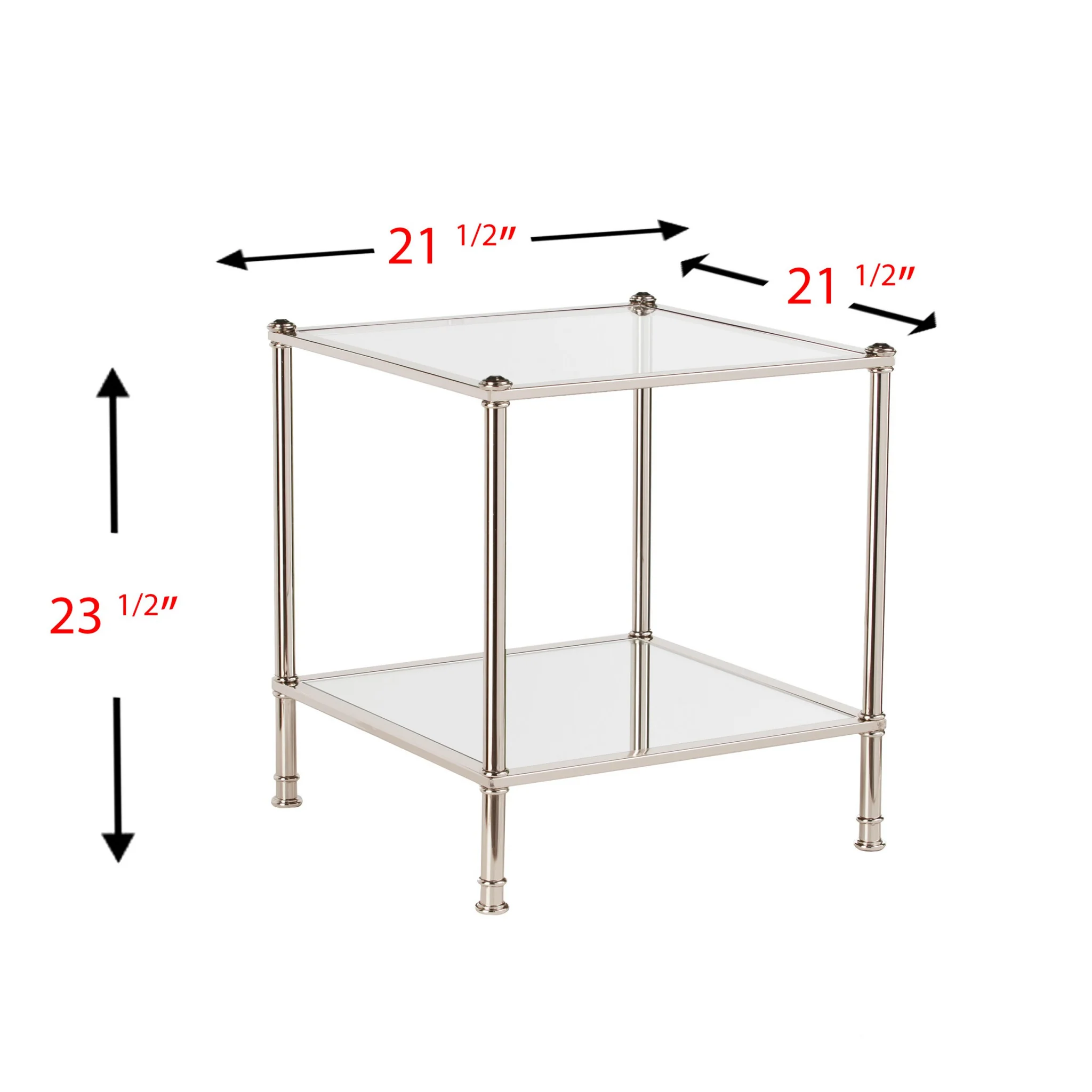 Silver Glass And Iron Square Mirrored End Table By Homeroots - Image 3