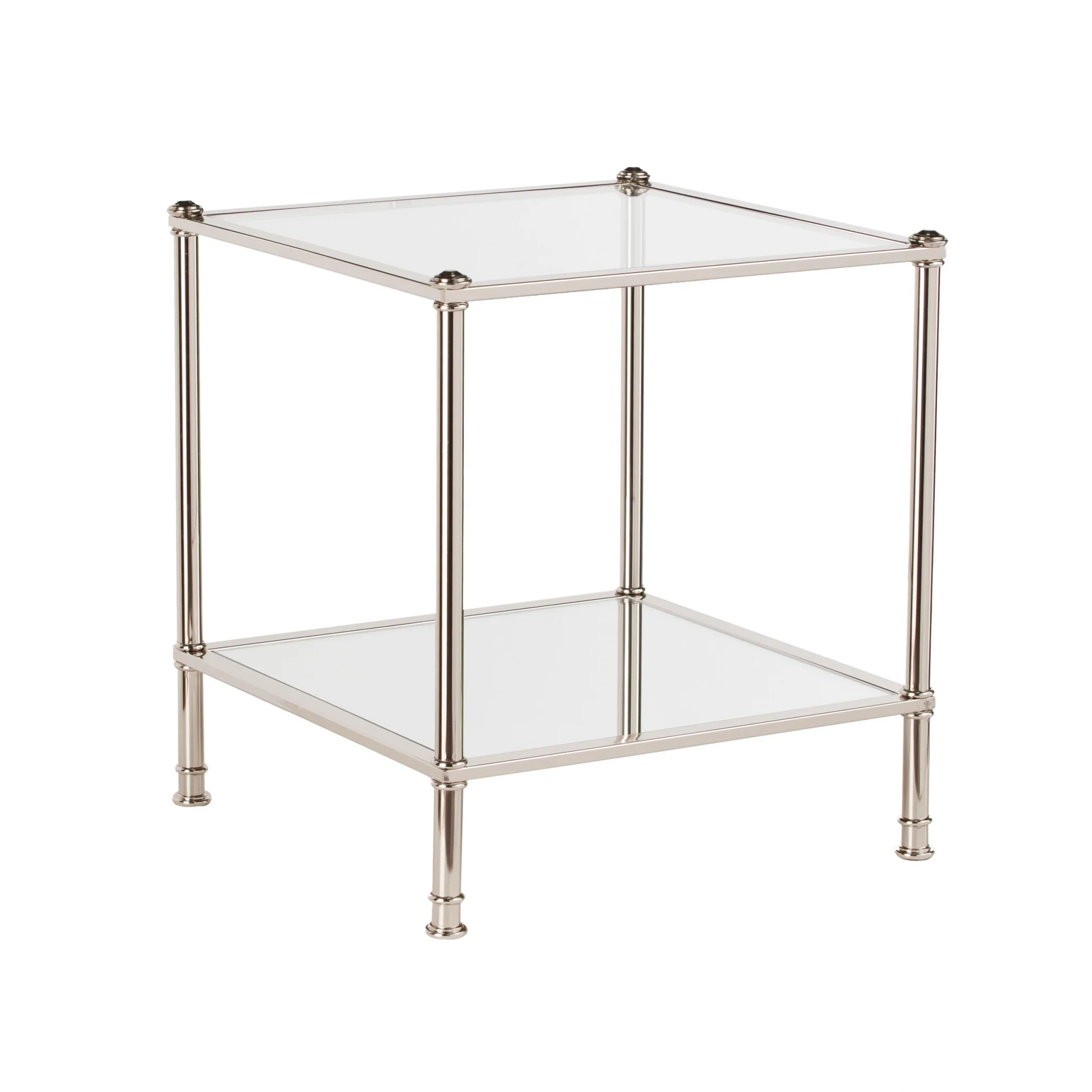 Silver Glass And Iron Square Mirrored End Table By Homeroots - Image 4