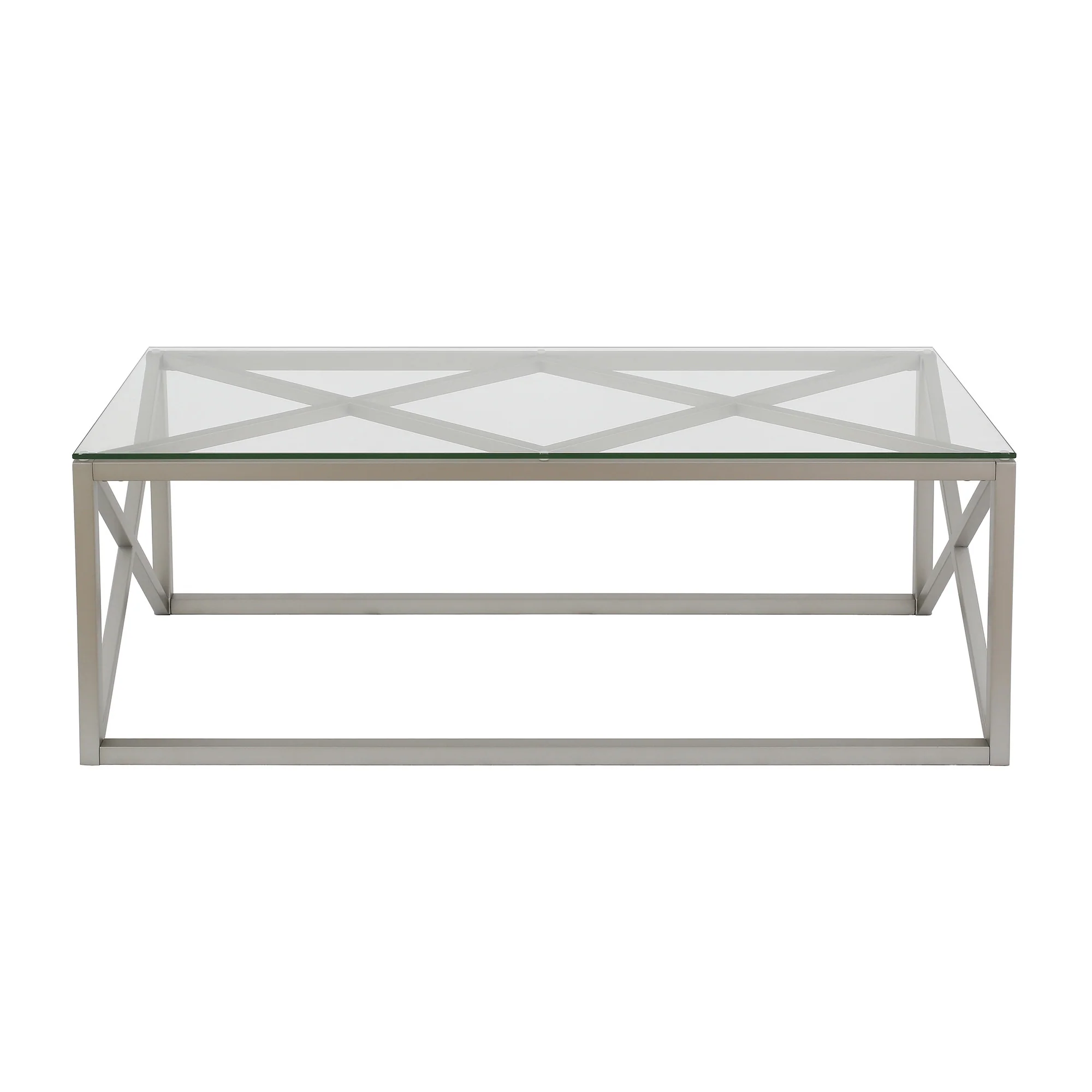 Silver Glass And Steel Coffee Table By Homeroots - Image 2