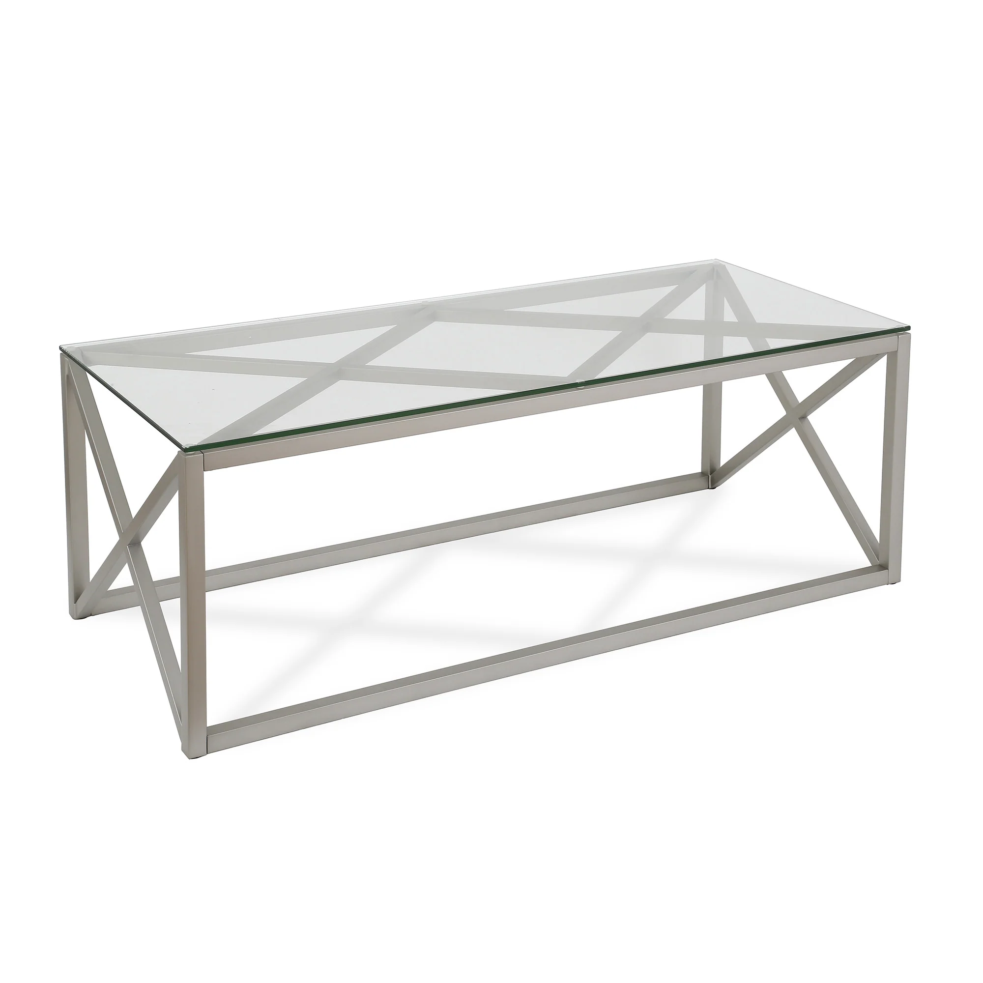 Silver Glass And Steel Coffee Table By Homeroots - Image 3