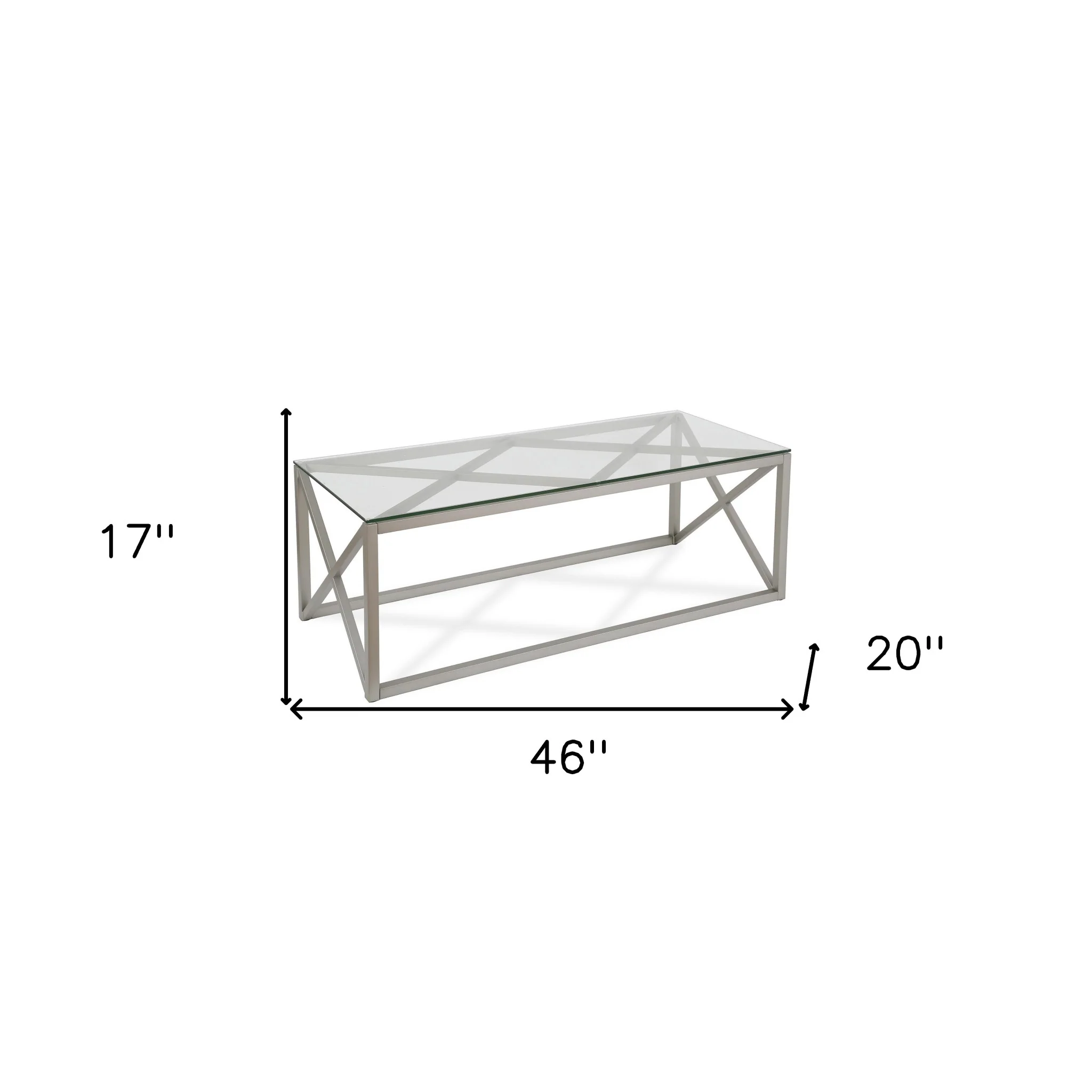 Silver Glass And Steel Coffee Table By Homeroots - Image 7