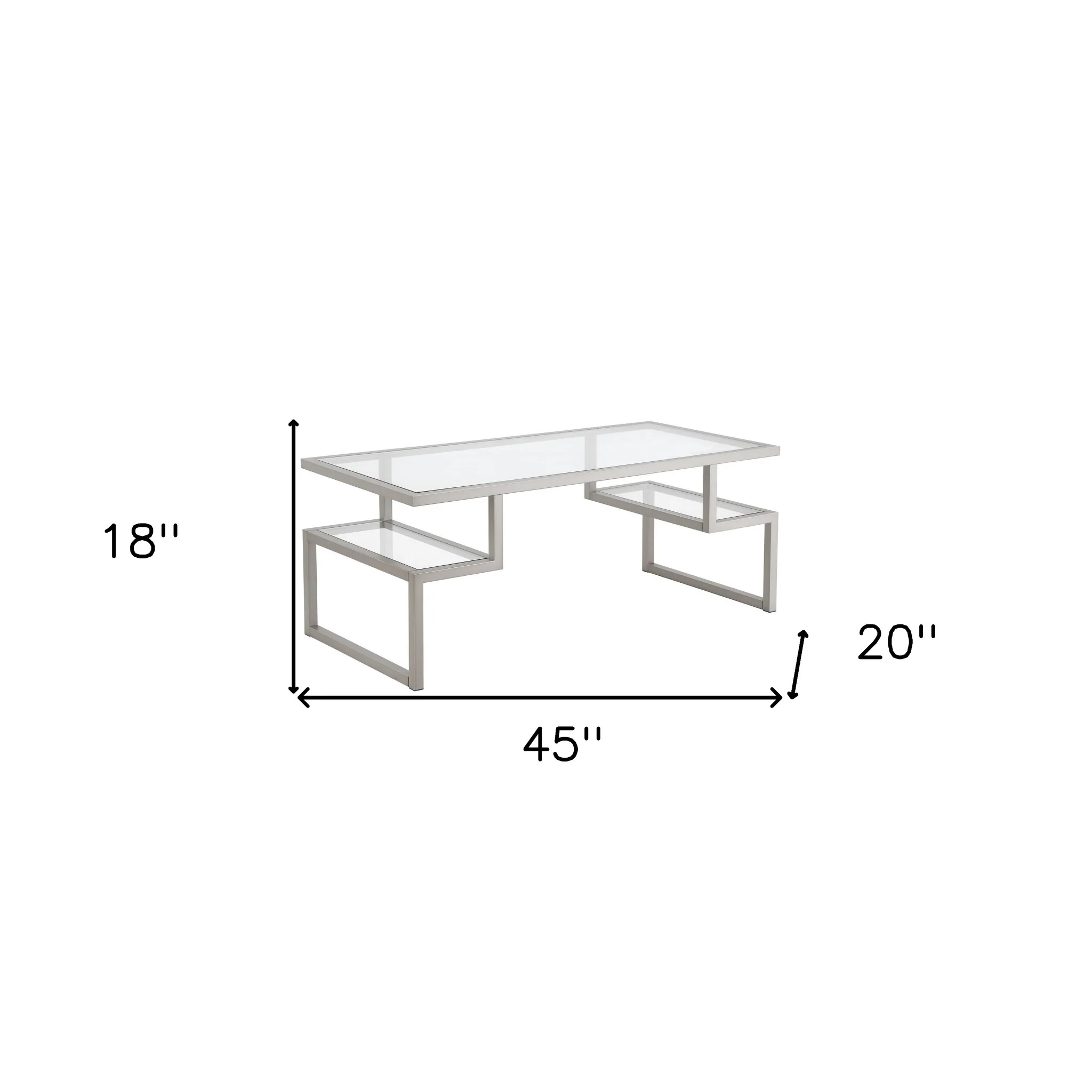 Silver Glass And Steel Coffee Table With Two Shelves By Homeroots - Image 7