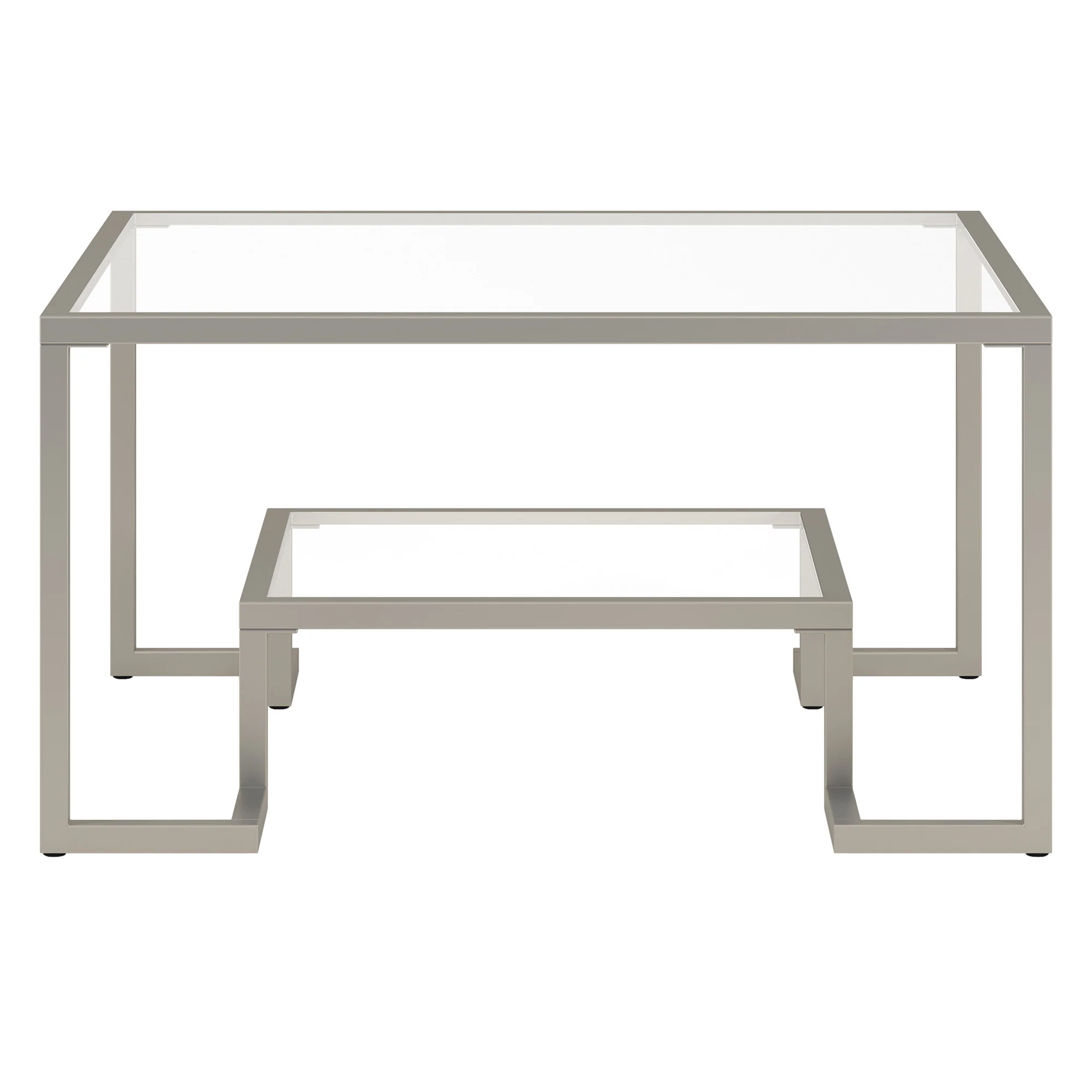 Silver Glass And Steel Square Coffee Table With Shelf By Homeroots - Image 2