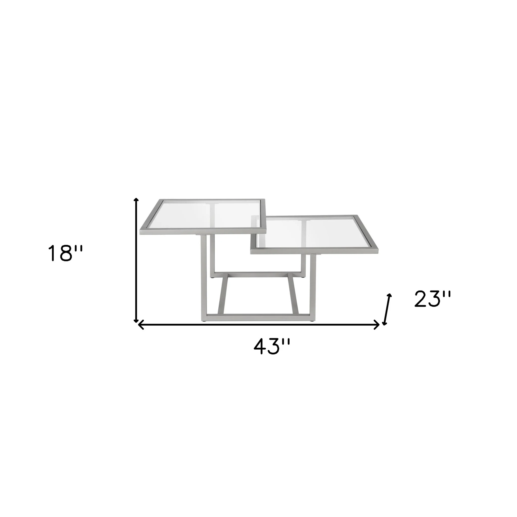 Silver Glass And Steel Square Coffee Table With Two Shelves By Homeroots - Image 8
