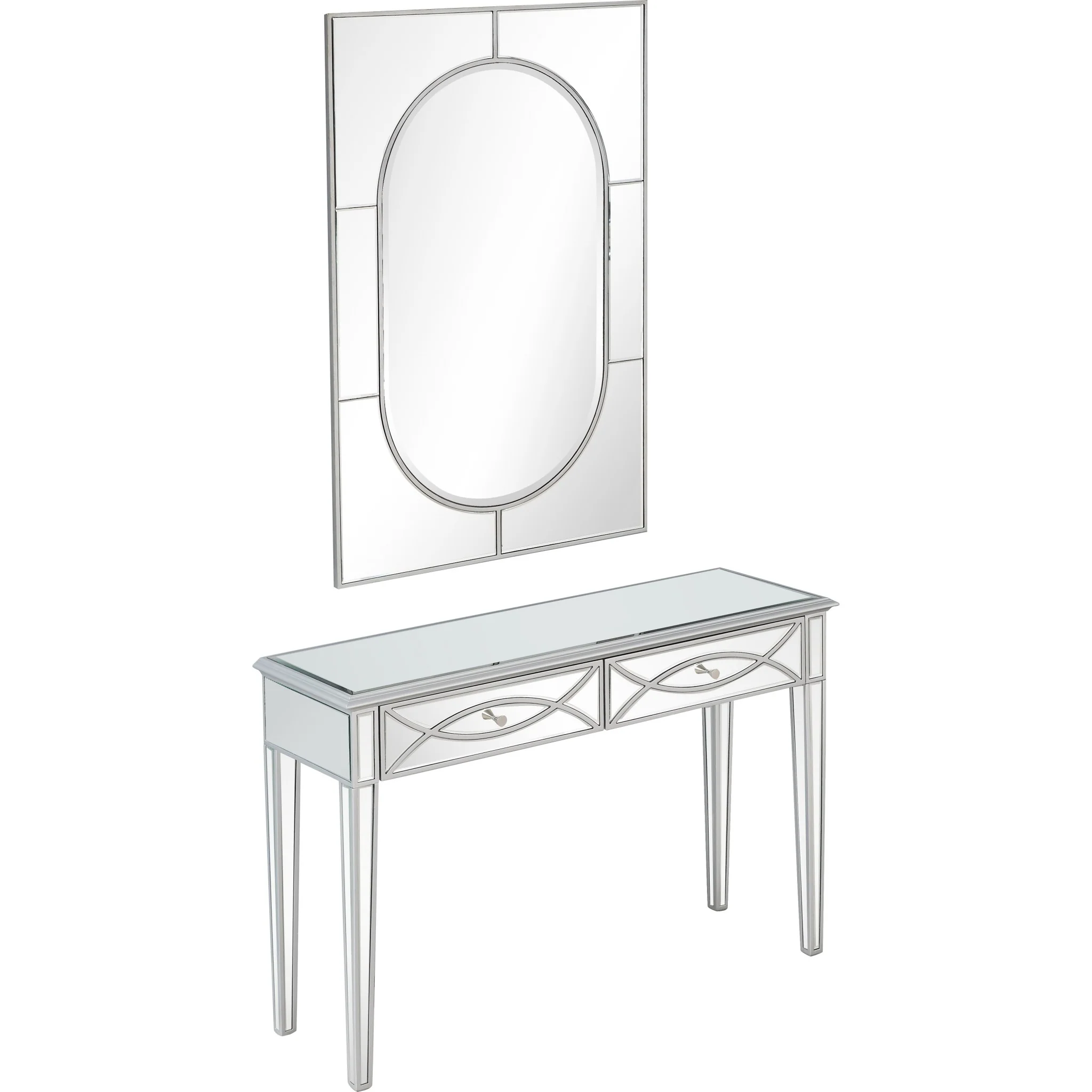 Silver Glass Mirror and Console Table By Homeroots - Image 3