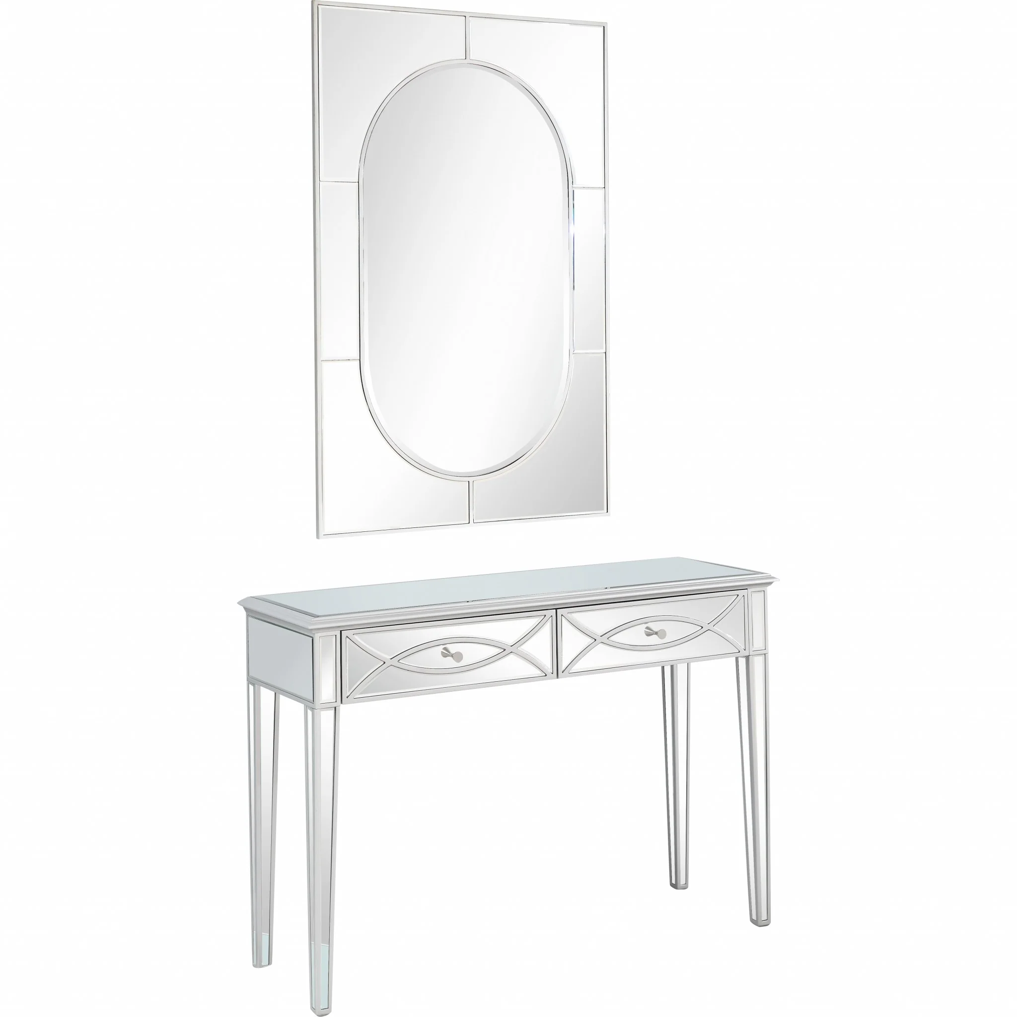 Silver Glass Mirror and Console Table By Homeroots - Image 4