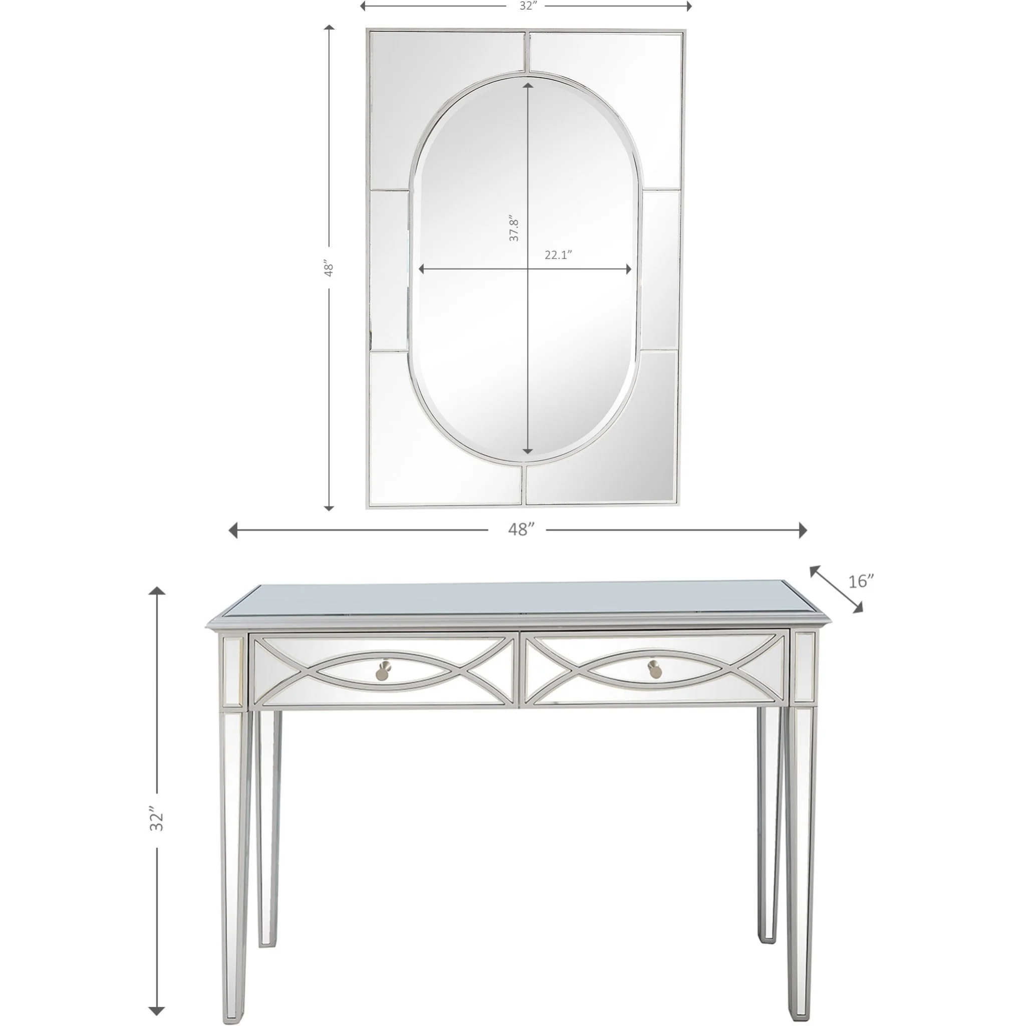 Silver Glass Mirror and Console Table By Homeroots - Image 9