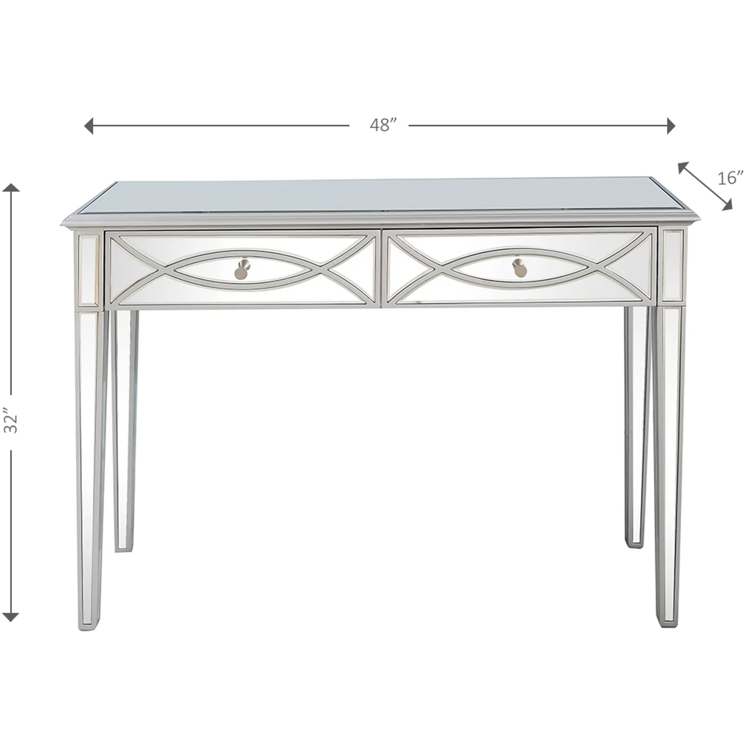 Silver Glass Mirror Console Table By Homeroots - Image 2