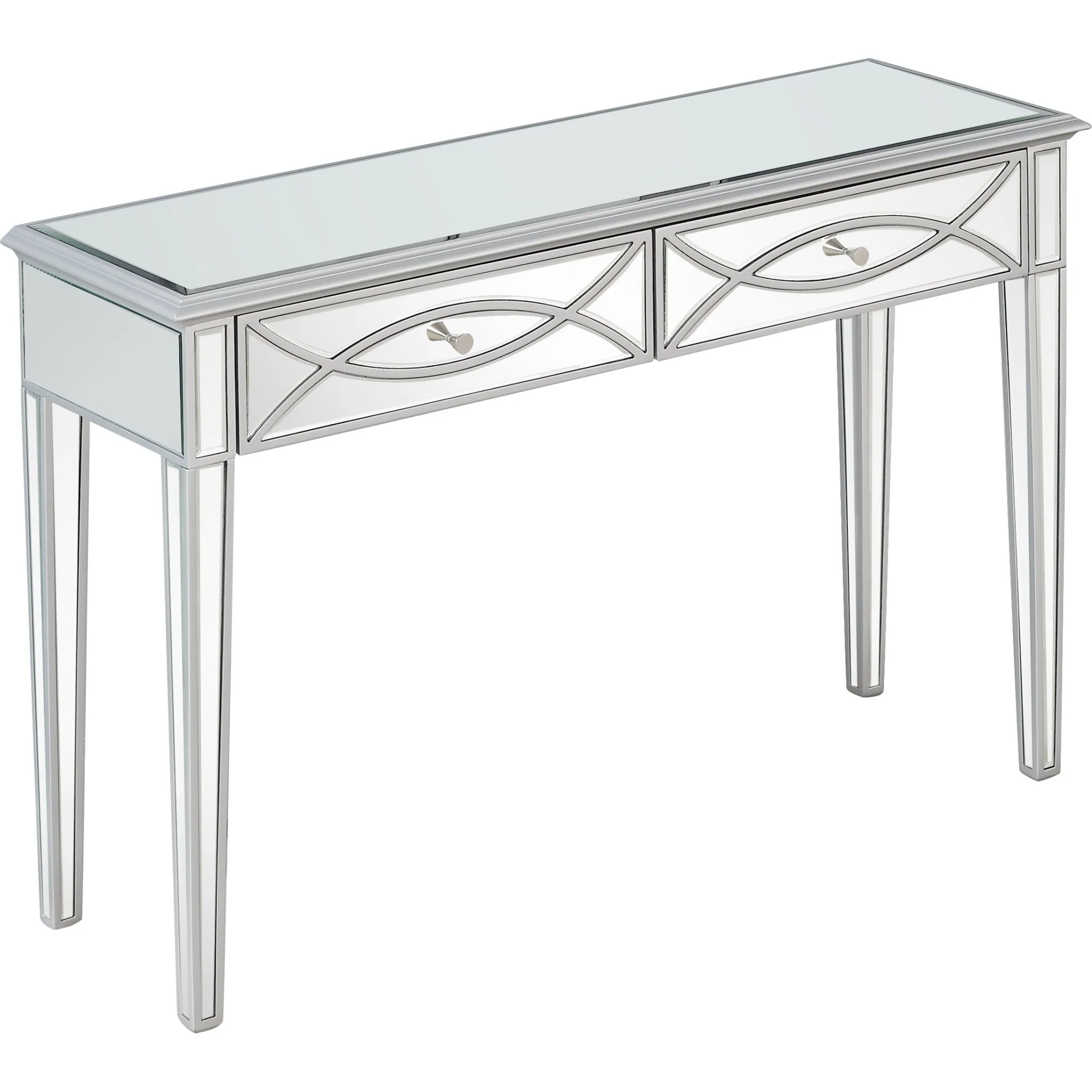 Silver Glass Mirror Console Table By Homeroots - Image 4