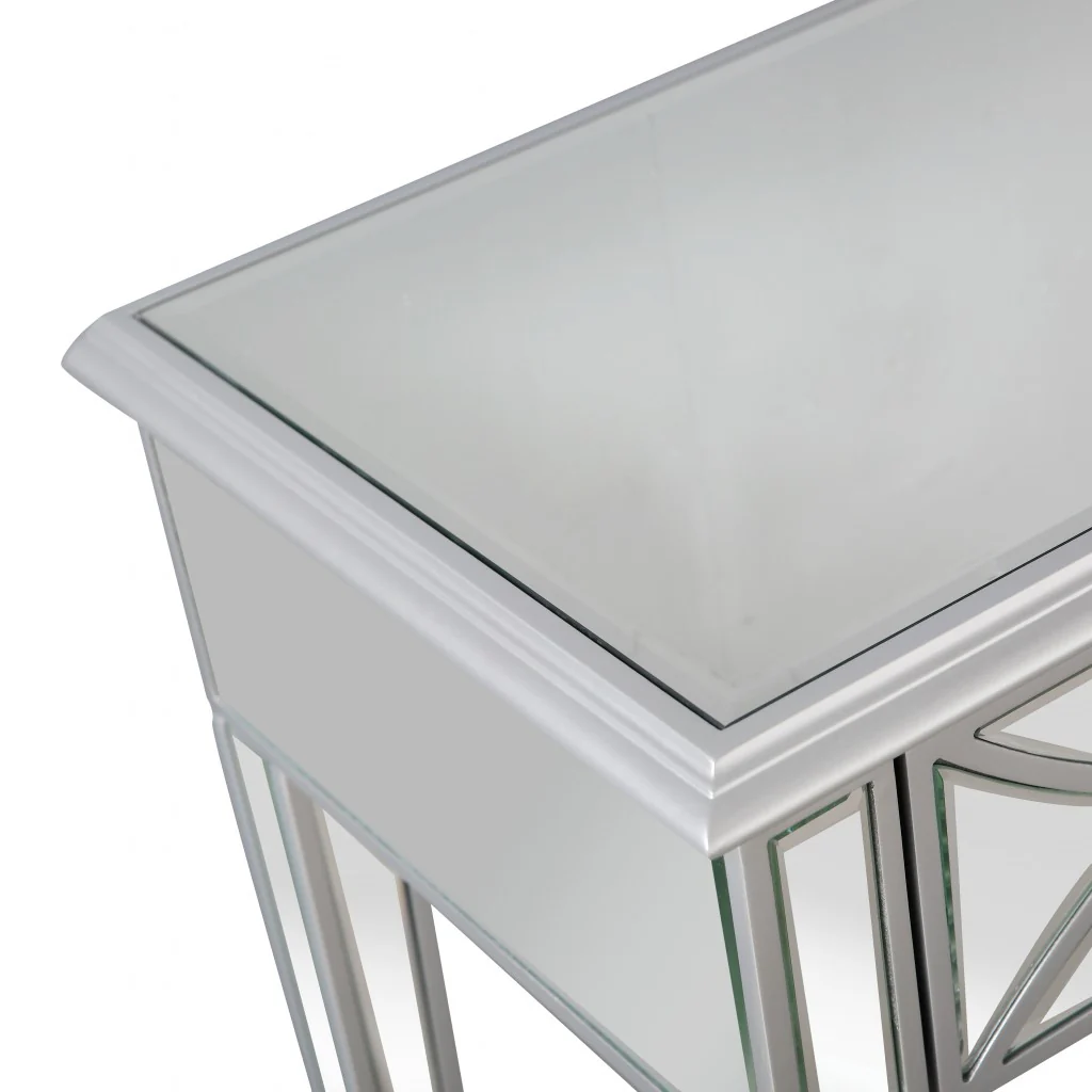 Silver Glass Mirror Console Table By Homeroots - Image 6