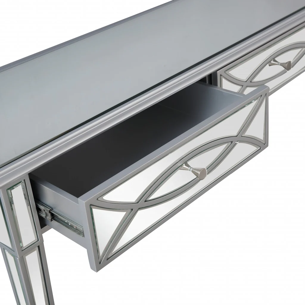 Silver Glass Mirror Console Table By Homeroots - Image 8