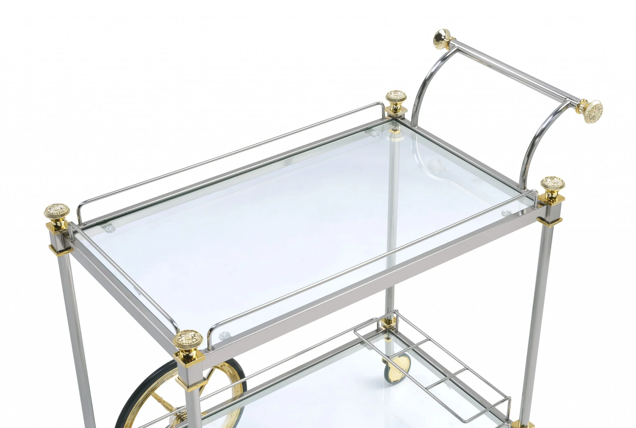 Silver Gold Clear Glass Metal Casters Serving Cart By Homeroots - Image 2