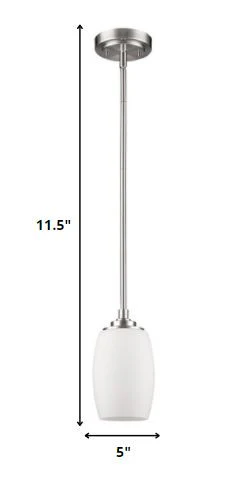 Silver Hanging Light with Frosted Glass Shade By Homeroots - Image 2