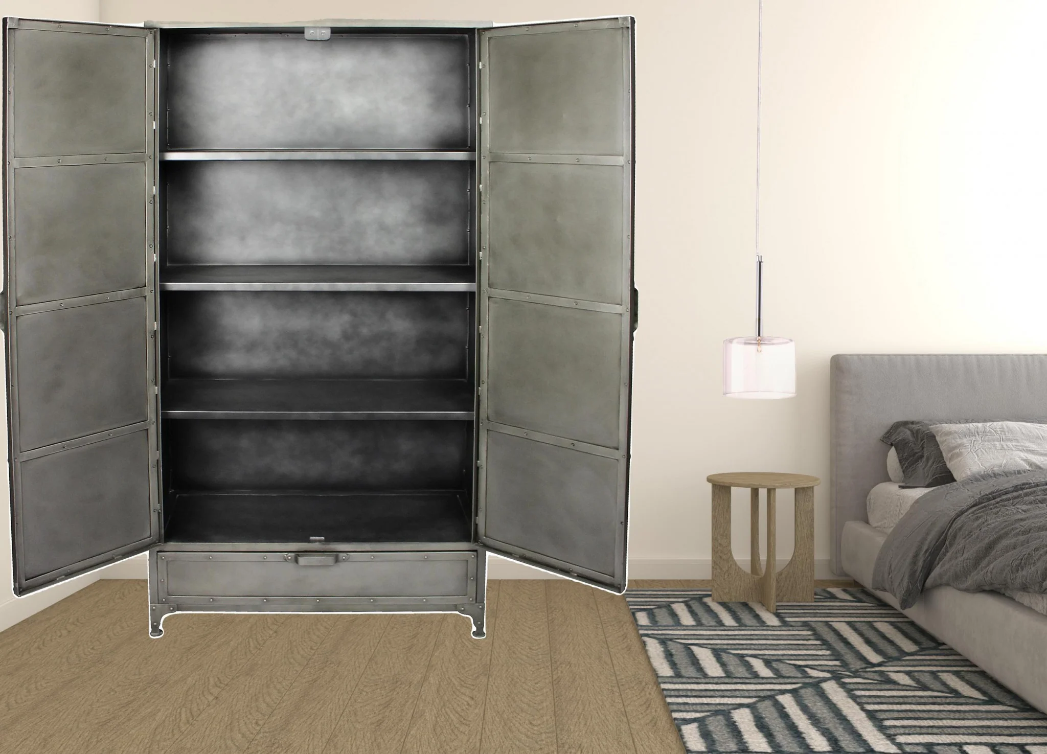 Silver Iron Drawer Combo Dresser By Homeroots - Image 4
