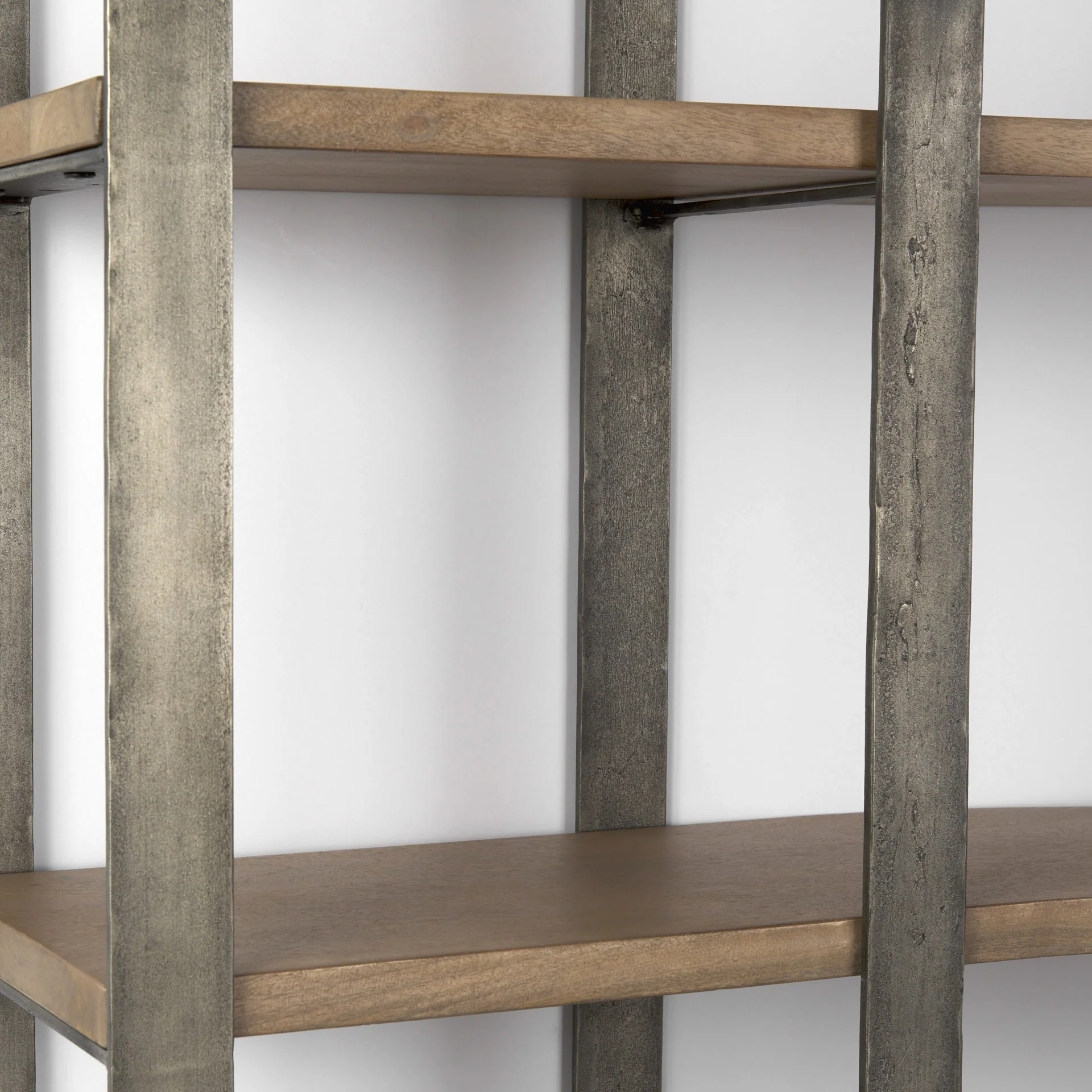 Silver Iron Framed Curved Wooden Shelving Unit By Homeroots - Image 7