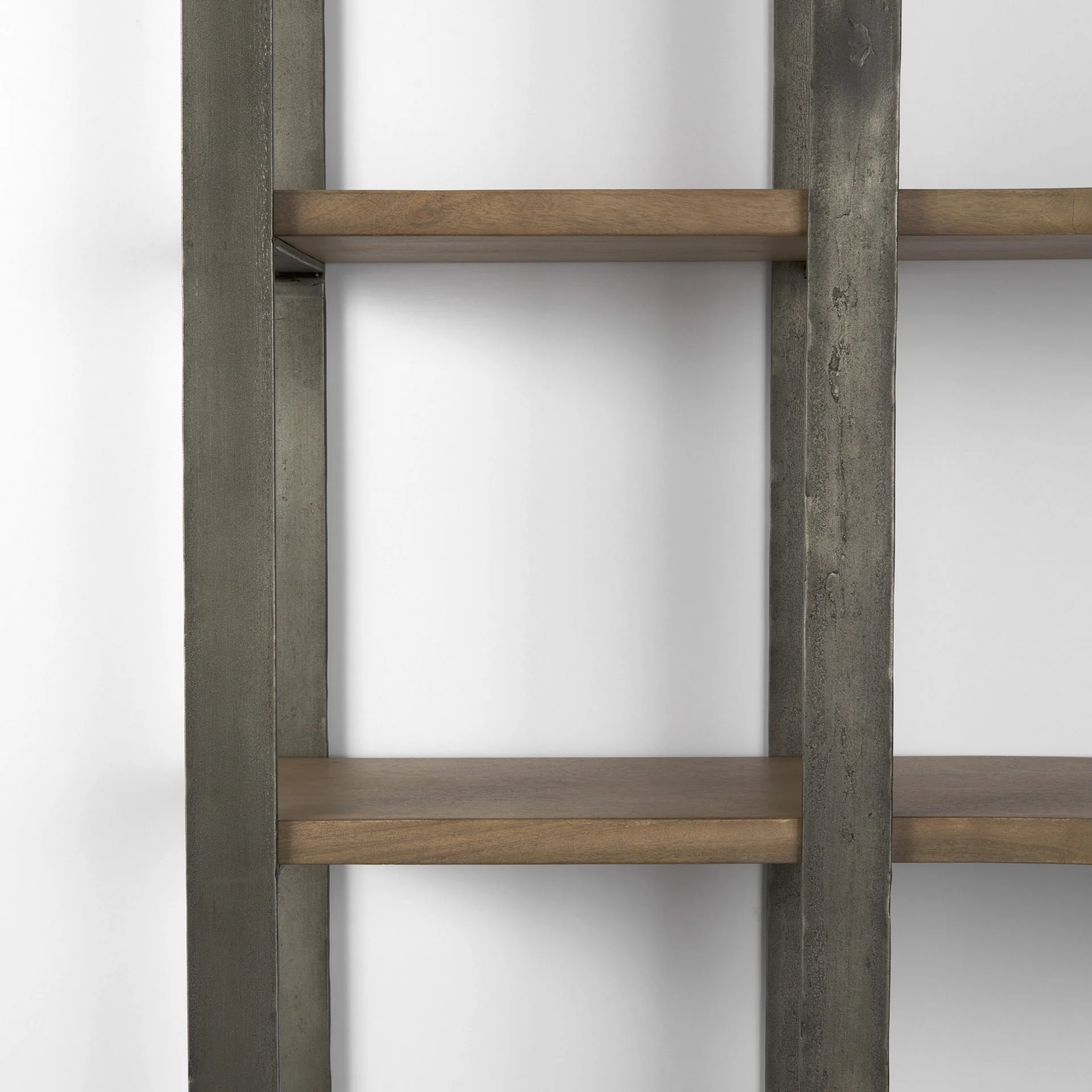 Silver Iron Framed Curved Wooden Shelving Unit By Homeroots - Image 9