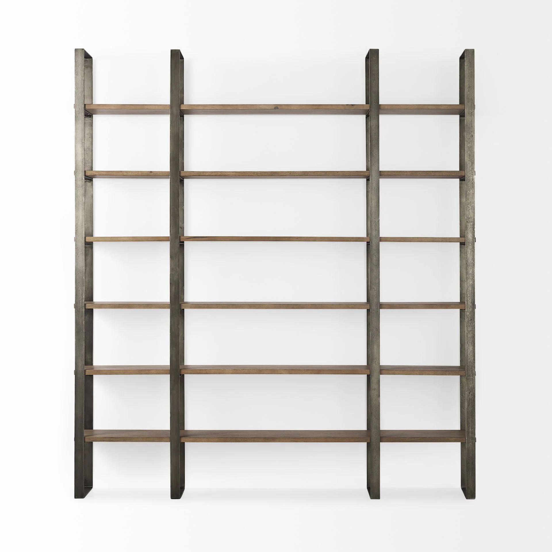 Silver Iron Framed Wooden Shelving Unit By Homeroots - Image 2