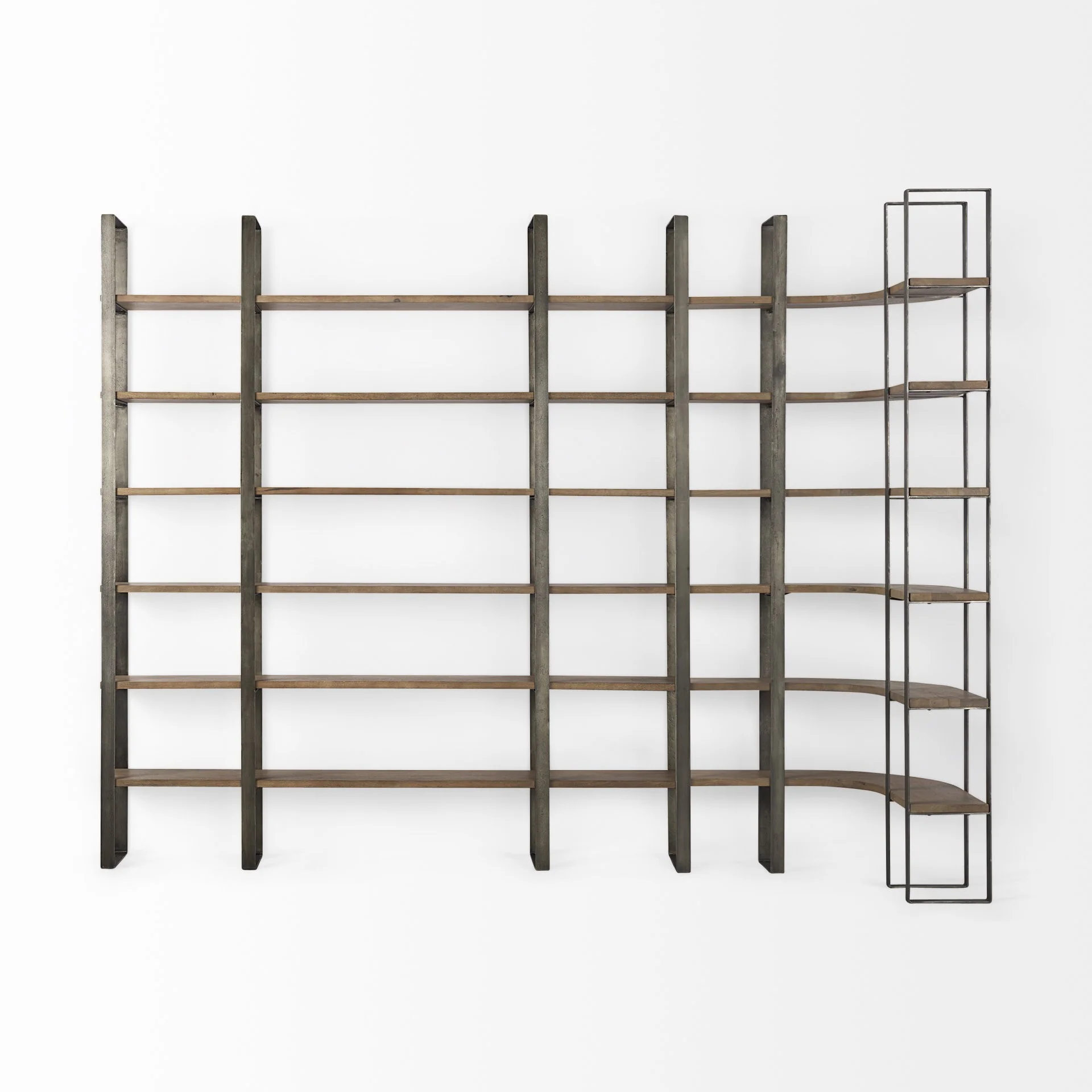 Silver Iron Framed Wooden Shelving Unit By Homeroots - Image 4