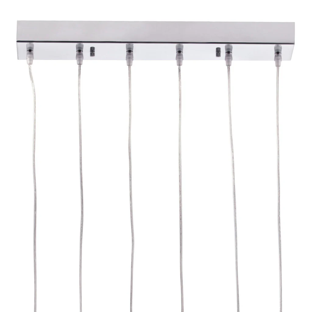 Silver Kitchen Island Six Light Metal LED Ceiling Light With Shades By Homeroots - Image 3