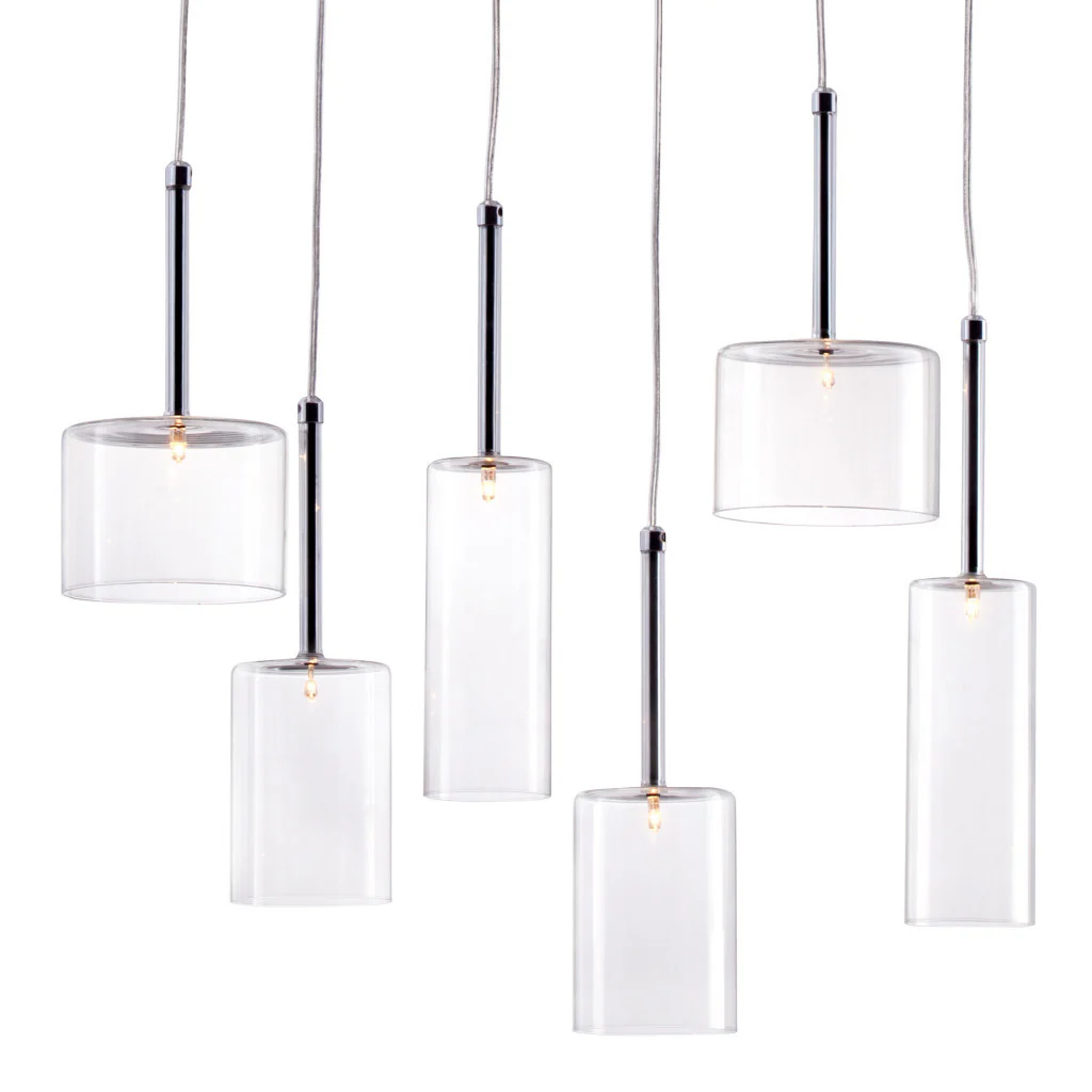 Silver Kitchen Island Six Light Metal LED Ceiling Light With Shades By Homeroots - Image 4