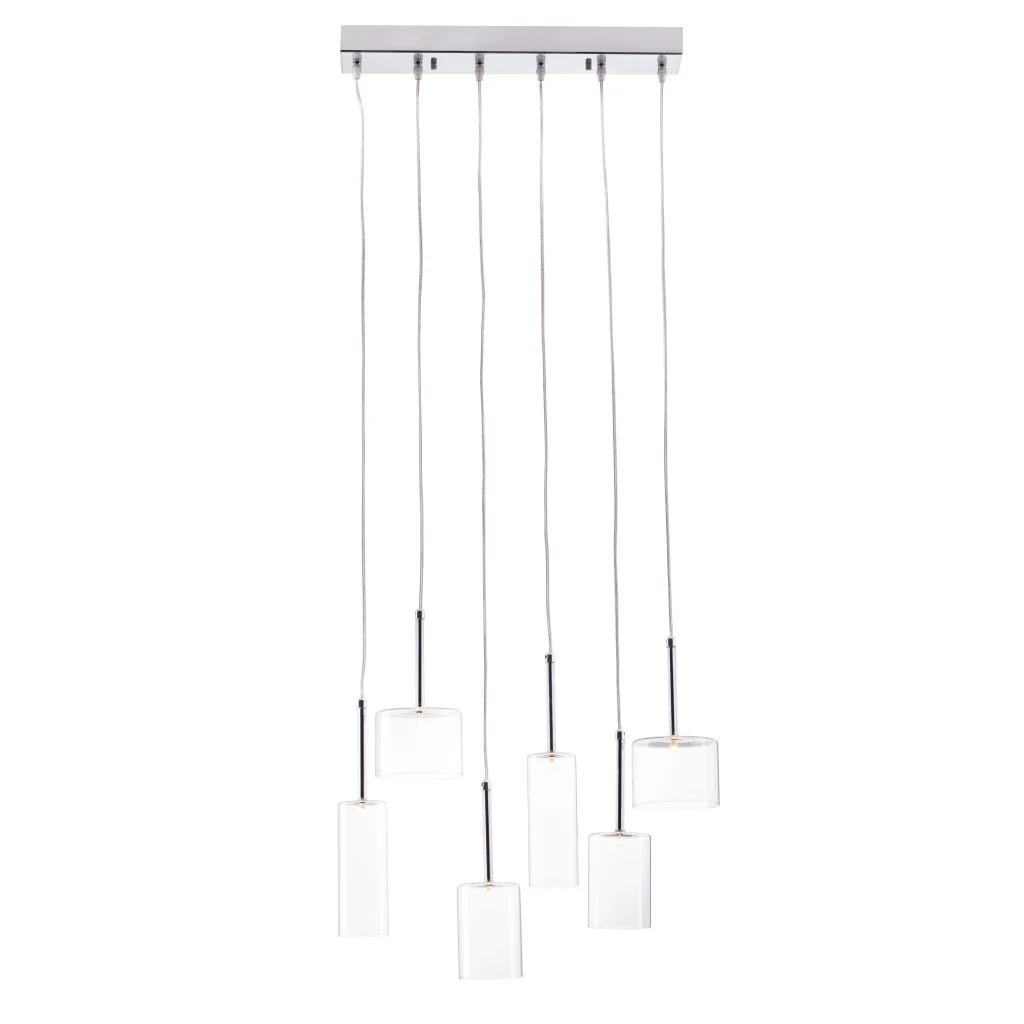 Silver Kitchen Island Six Light Metal LED Ceiling Light With Shades By Homeroots - Image 6