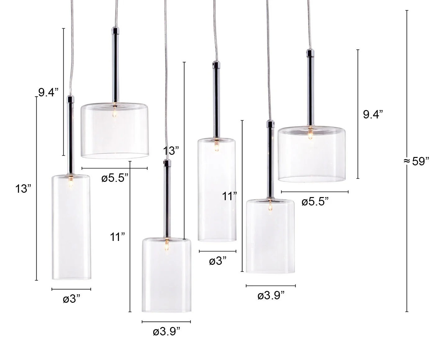 Silver Kitchen Island Six Light Metal LED Ceiling Light With Shades By Homeroots - Image 7